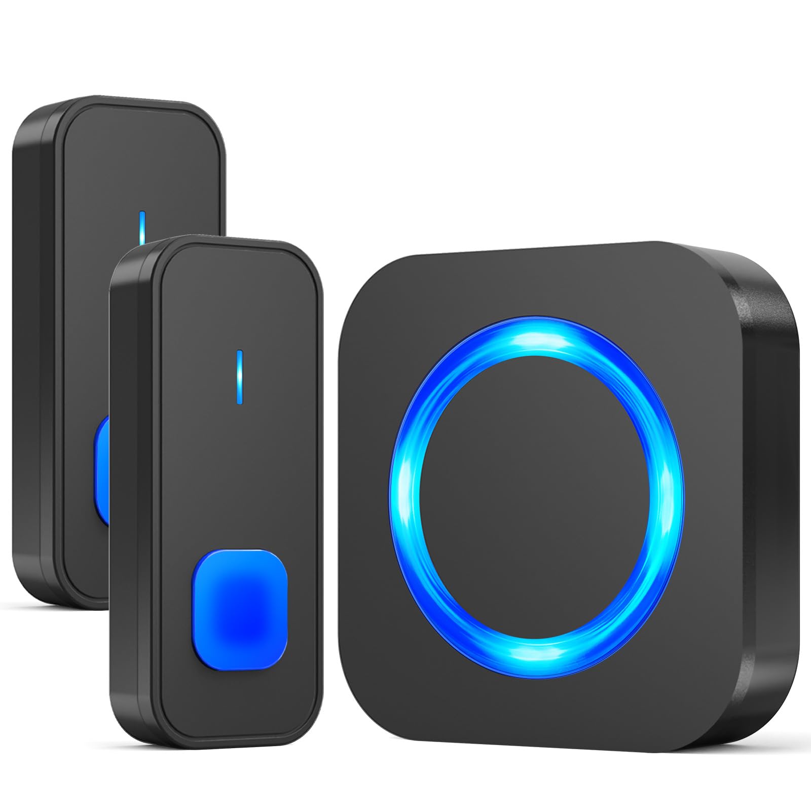 SURFOU Campanello Senza Fili da Esterno con 2 Trasmettitori, Nero