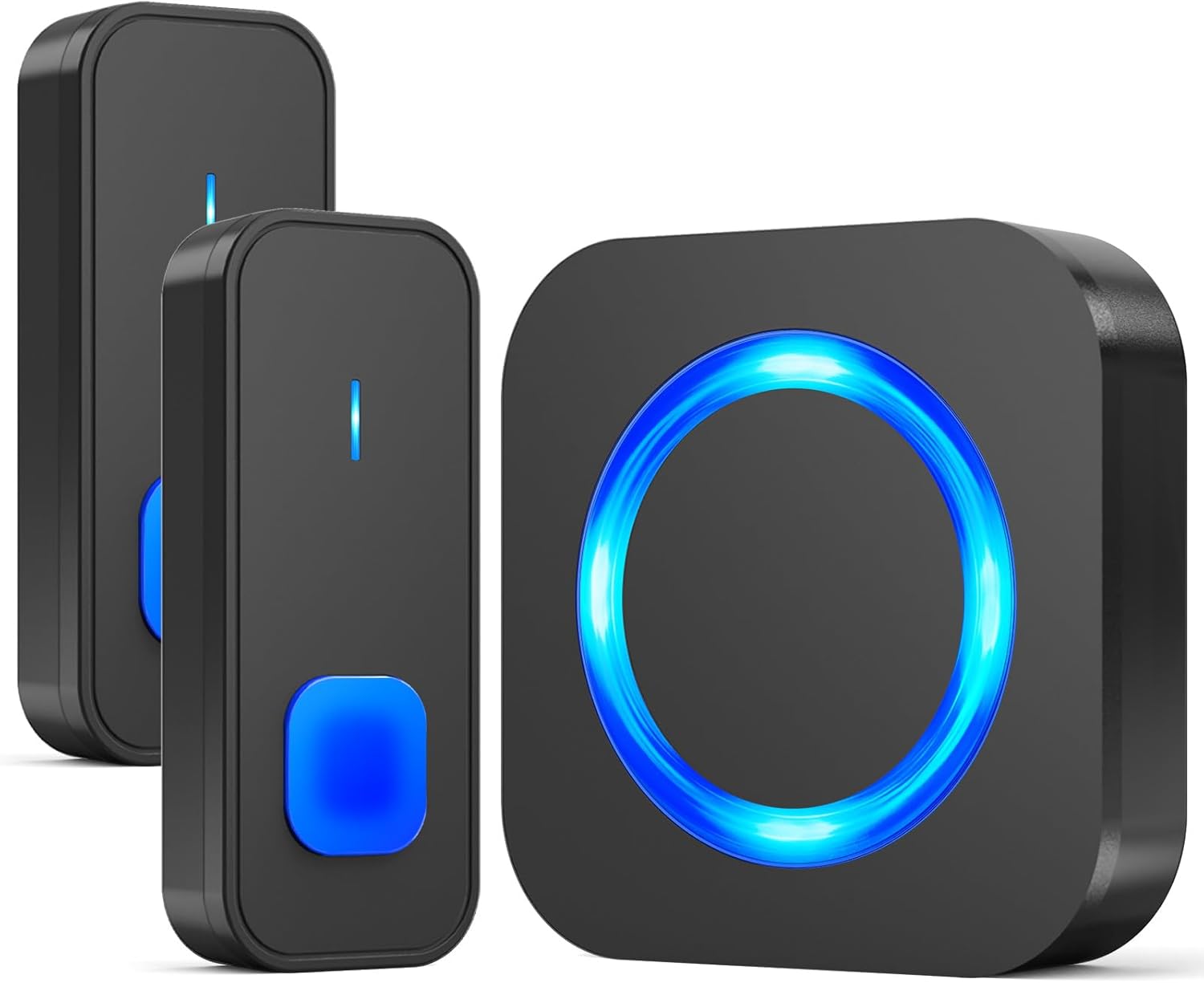 SURFOU Campanello Senza Fili da Esterno con 2 Trasmettitori, Nero - immagine 1