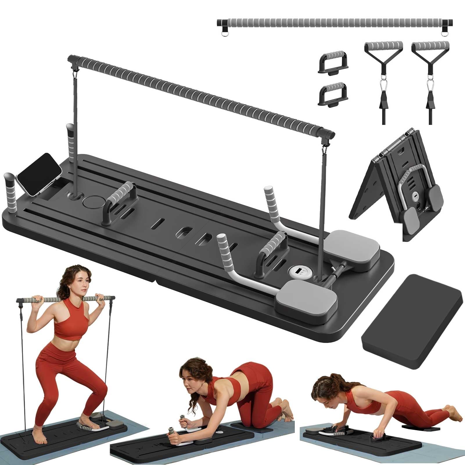 Exeractfit Reformer Pilates per Casa con Barra e Fasce