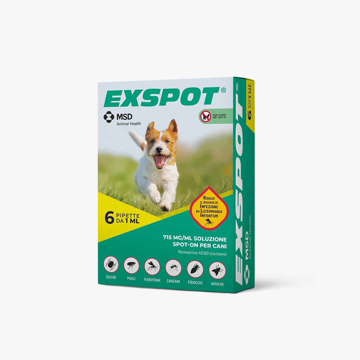 Exspot 6x1ml - Gocce Antiparassitario Cane - Pipette Per Cani Di Taglia Piccola E Media. Protegge Da Zecche, Pulci, Pappataci, Pidocchi E Zanzare. 6 pipette da 1ml
