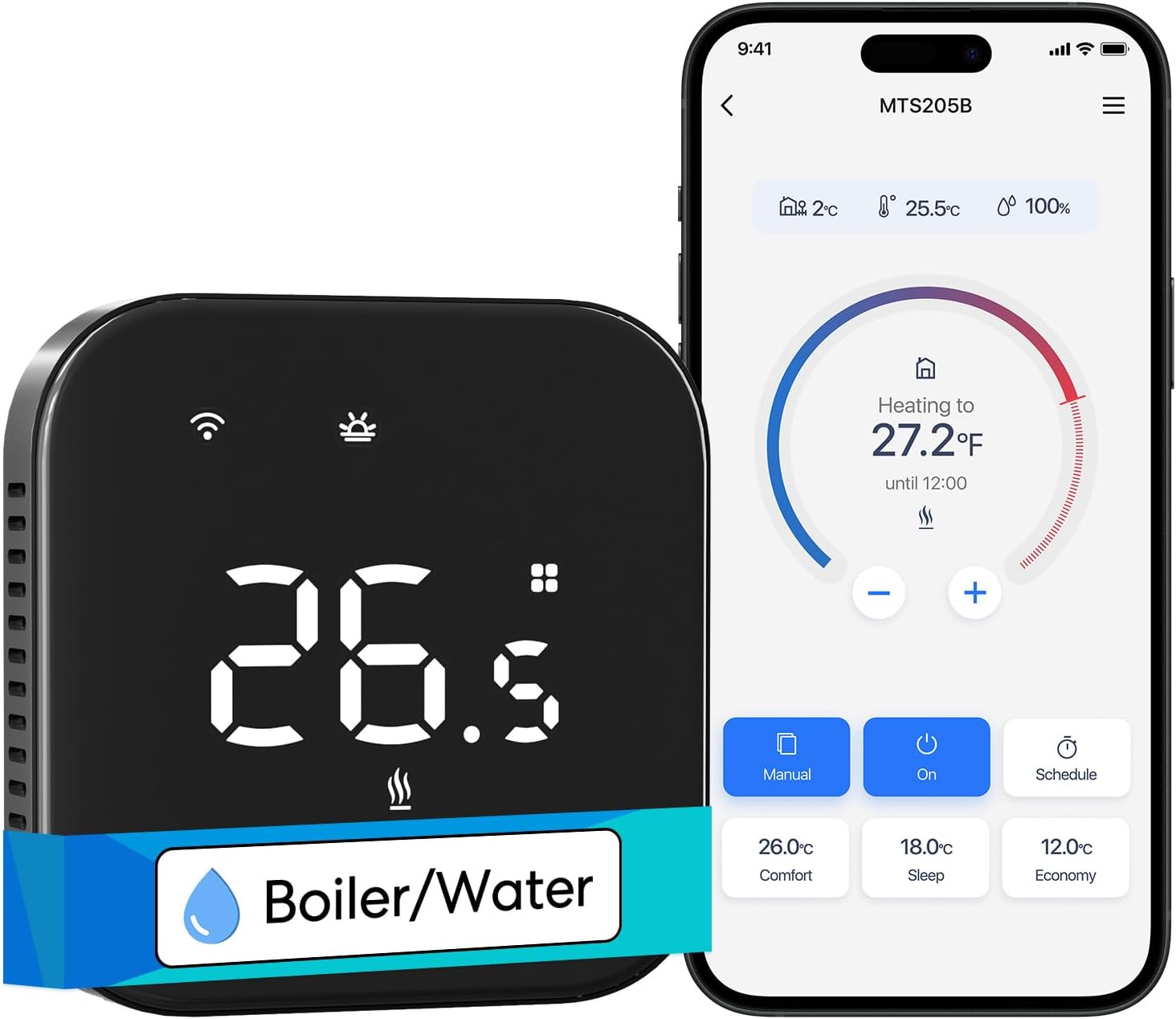 Meross Termostato WiFi Smart per Caldaia, Nero - immagine 1