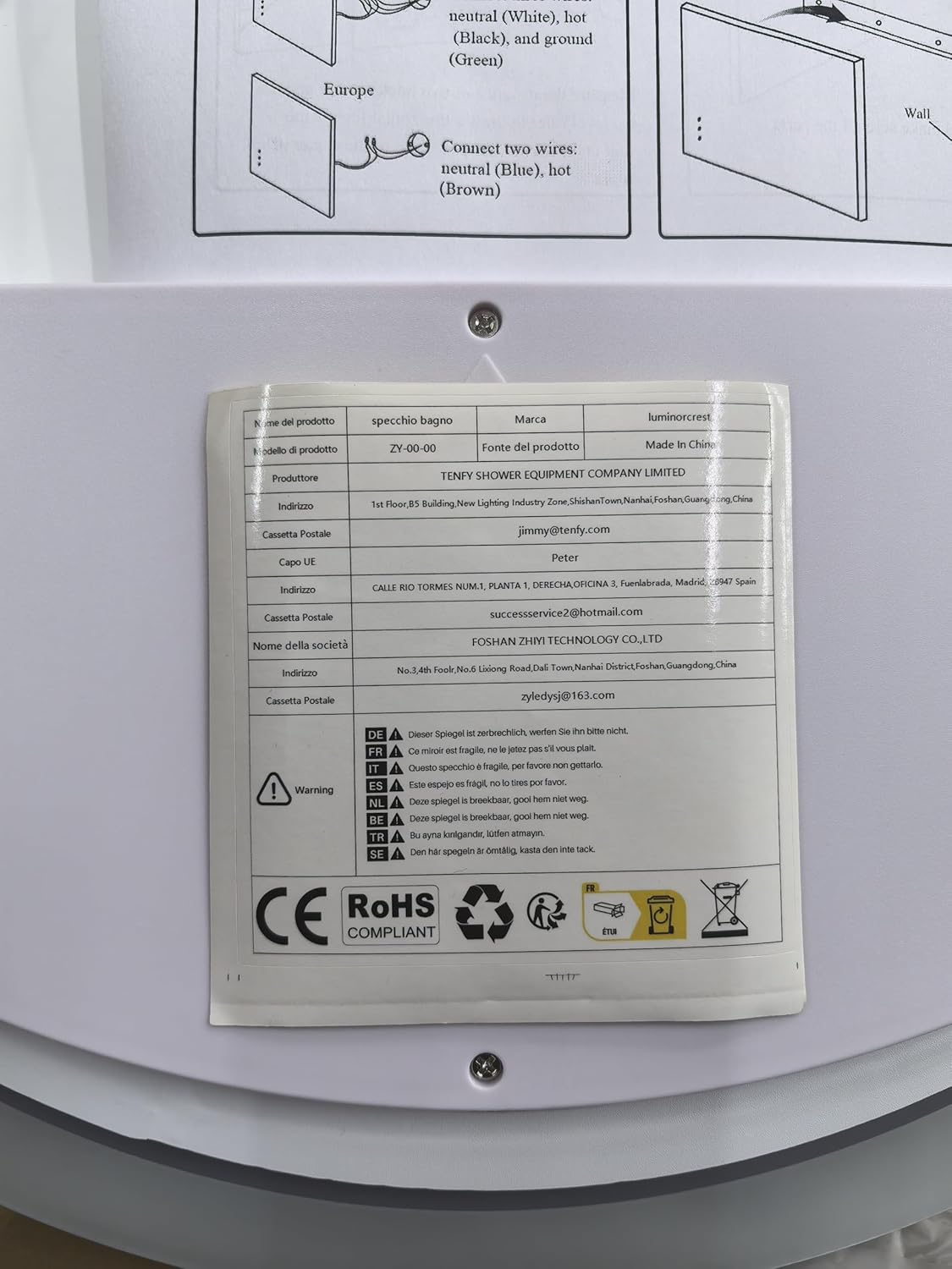 Luminorcrest Specchio LED Rotondo 50cm Antinebbia - immagine 3