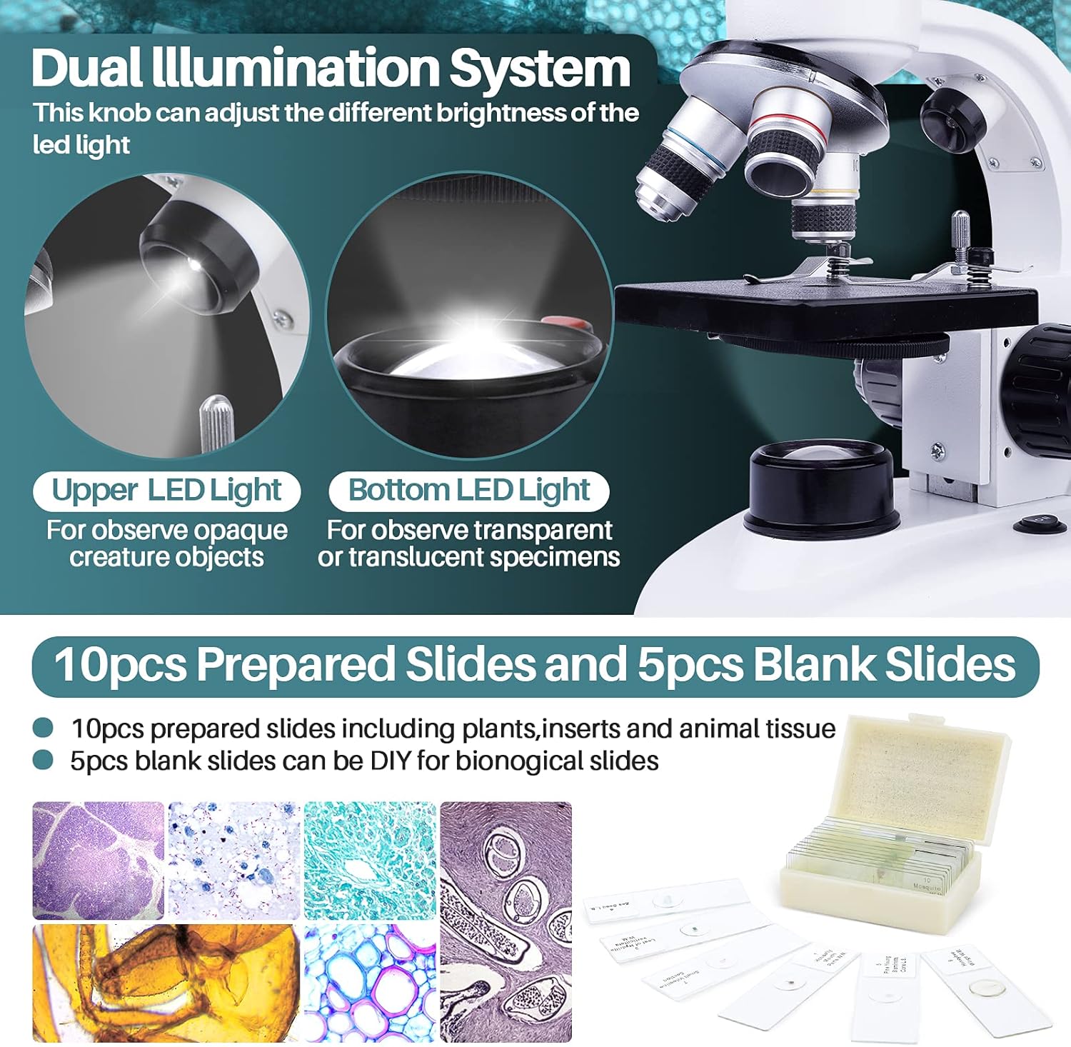 Maxlapter Microscopio Binoculare Composto 40X-1000X - immagine 2