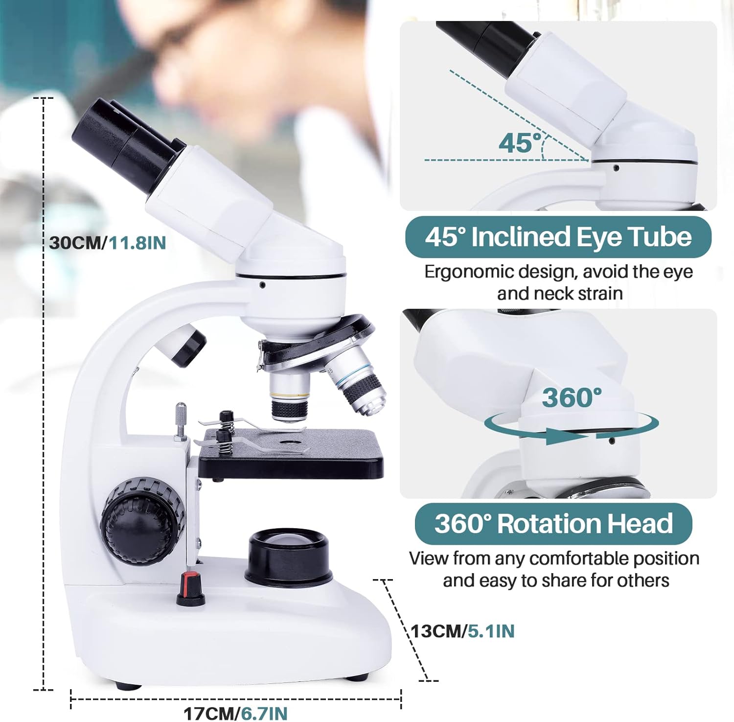 Maxlapter Microscopio Binoculare Composto 40X-1000X - immagine 5