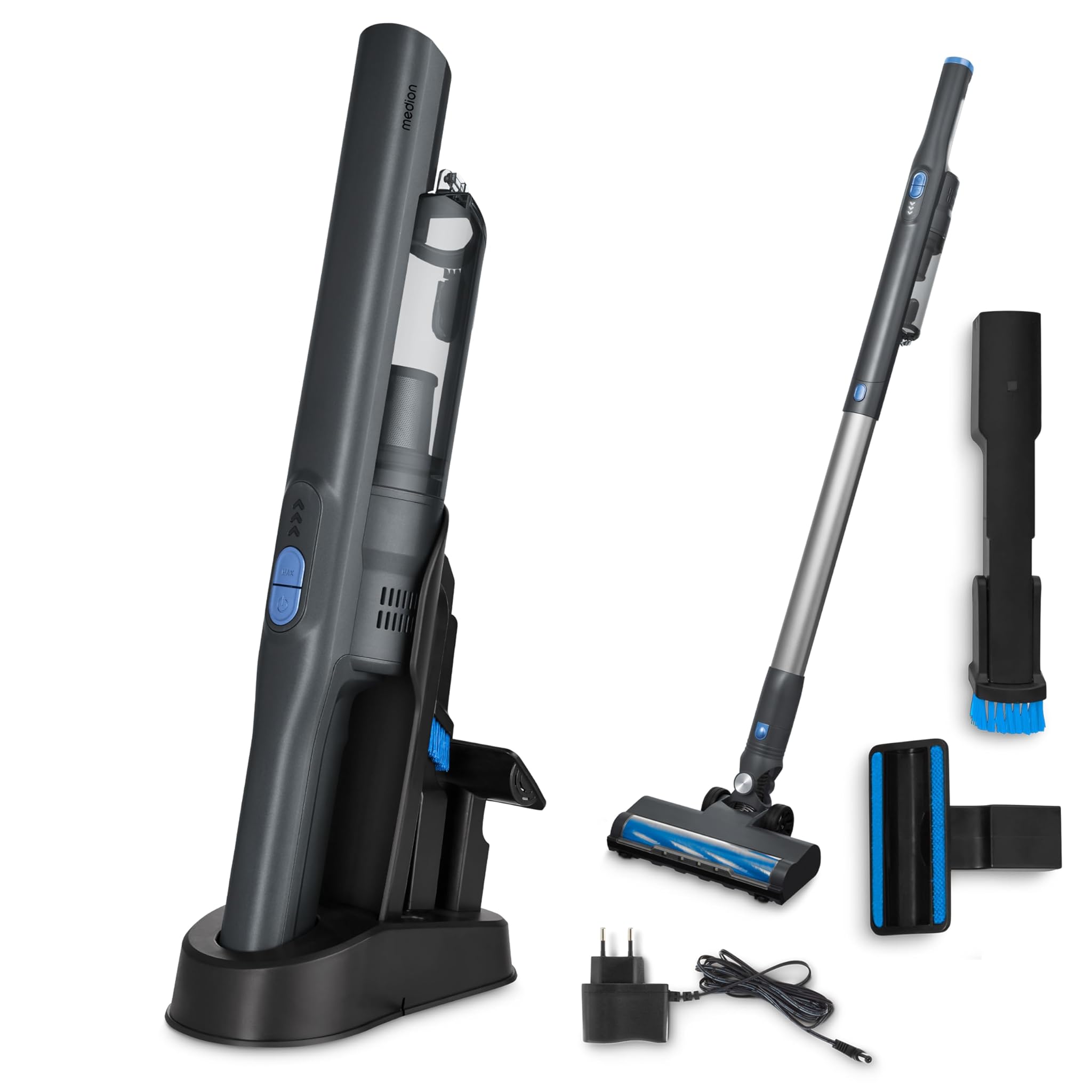 Medion Aspirapolvere Portatile 2in1 Senza Fili, Grigio