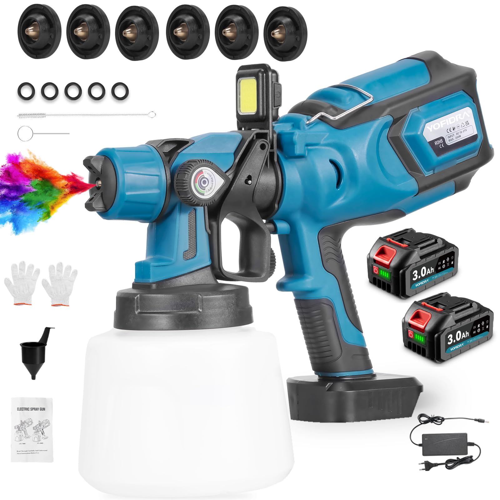 Yofidra Sistema Spruzzo a Batteria HVLP 1400ml