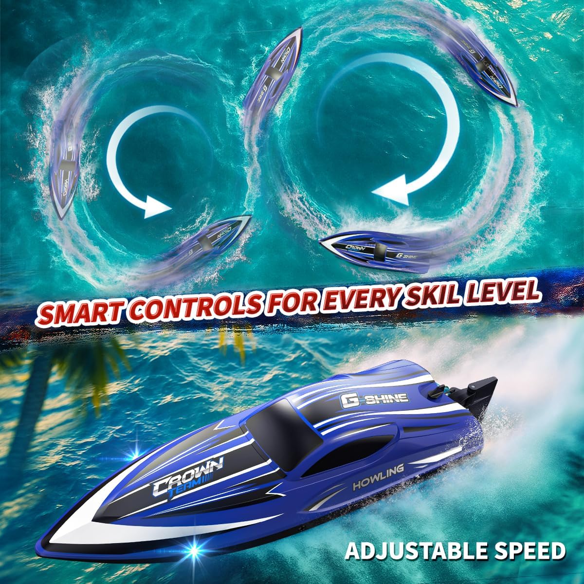 Barca Telecomandata 35 km/h con LED e Funzione Flip - immagine 4