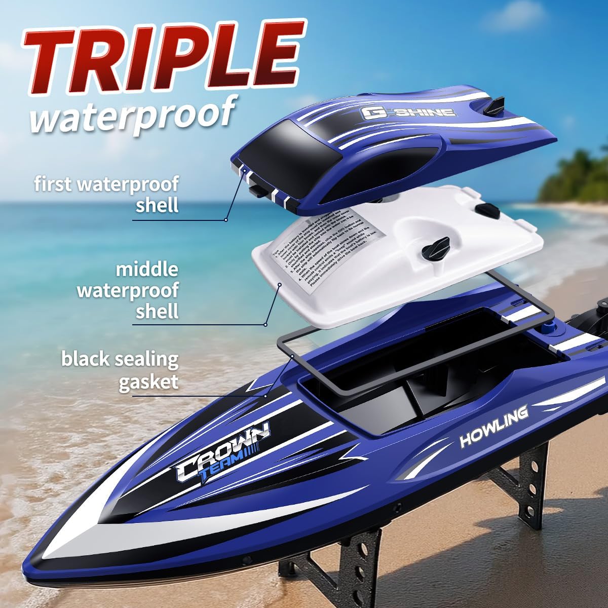 Barca Telecomandata 35 km/h con LED e Funzione Flip - immagine 6