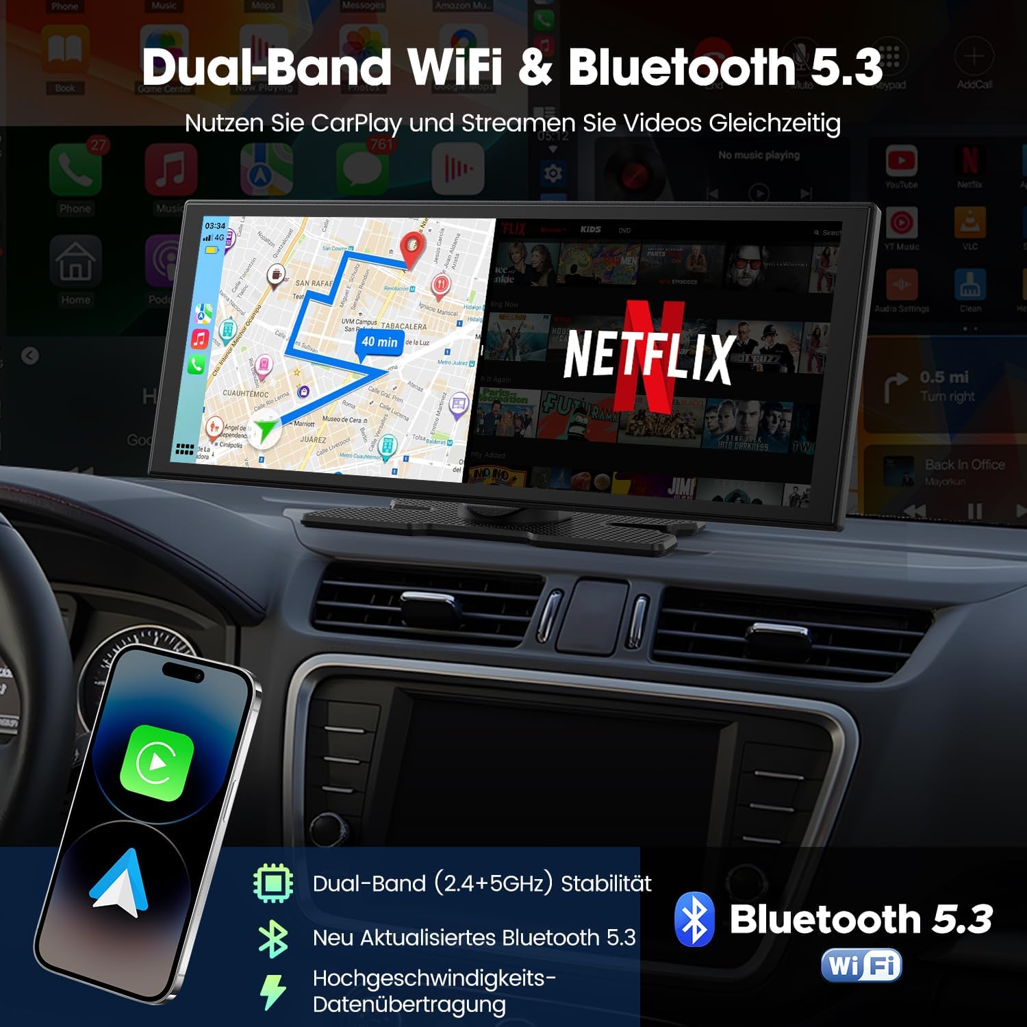 Lamtto Carplay Schermo 10,25" Wireless con Net-flix - immagine 8