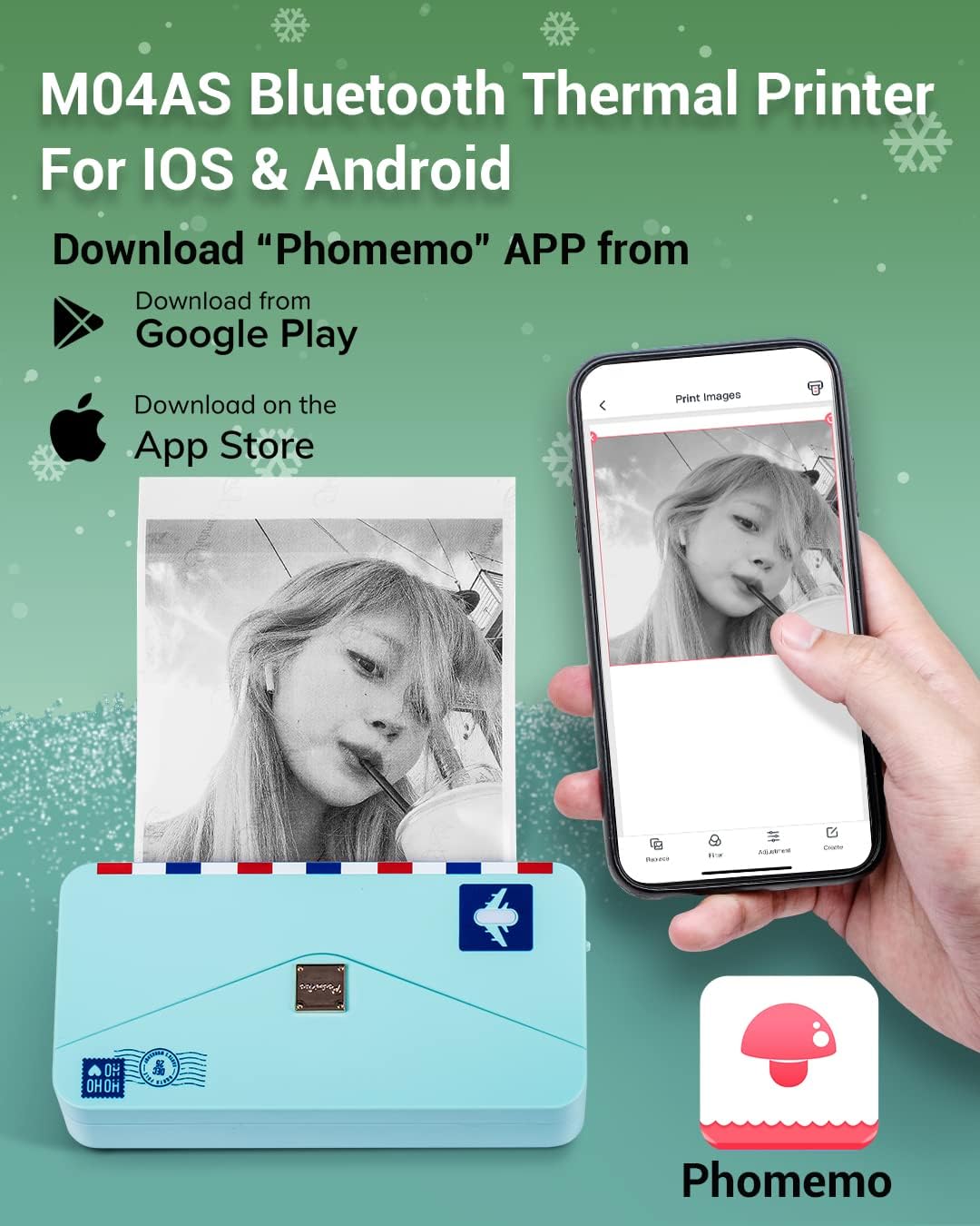 Phomemo M04AS Mini stampante termica Bluetooth 300dpi, Verde - immagine 3