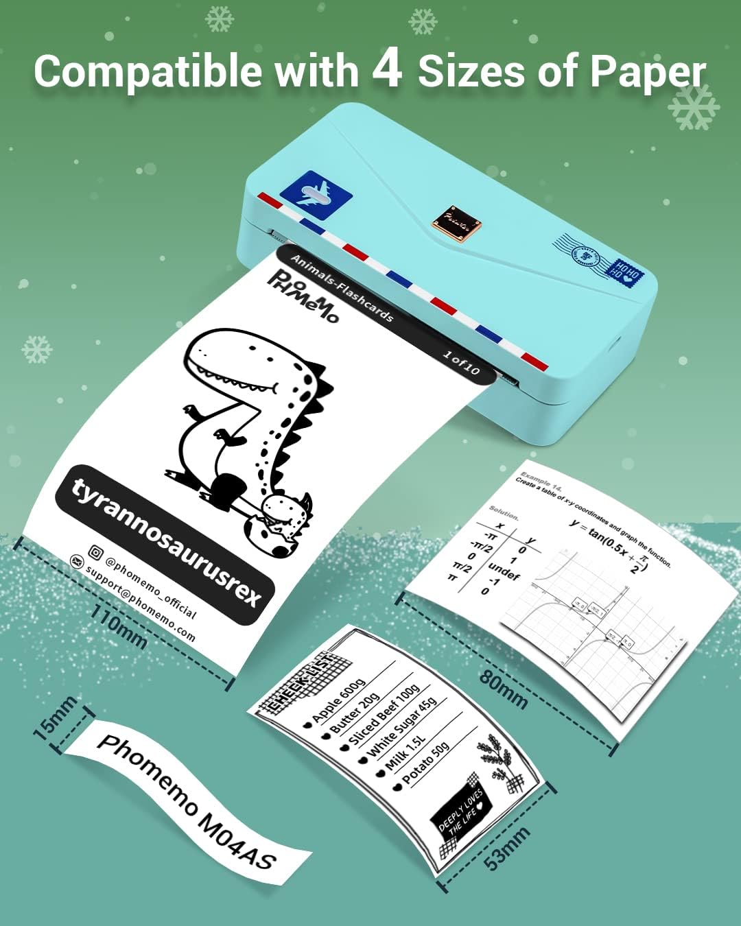 Phomemo M04AS Mini stampante termica Bluetooth 300dpi, Verde - immagine 5