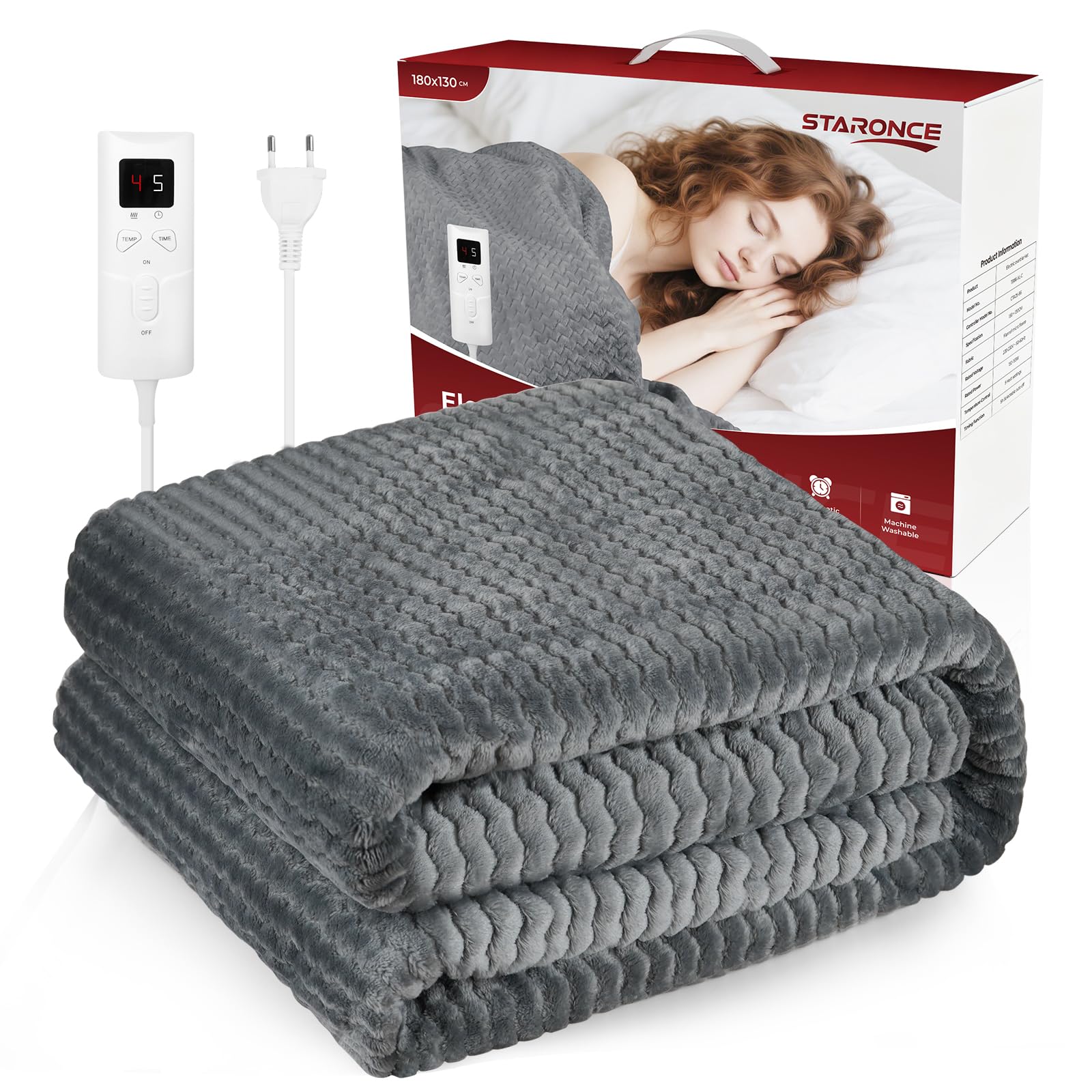 Staronce Coperta Riscaldante Elettrica 180x130 cm