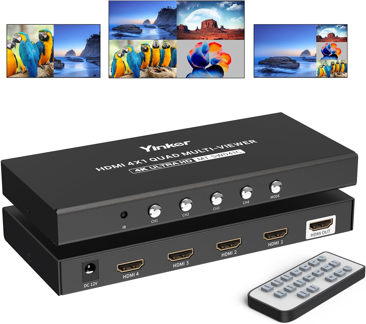 Yinker Multiviewer 4K HDMI 4x1 Seamless - immagine 1