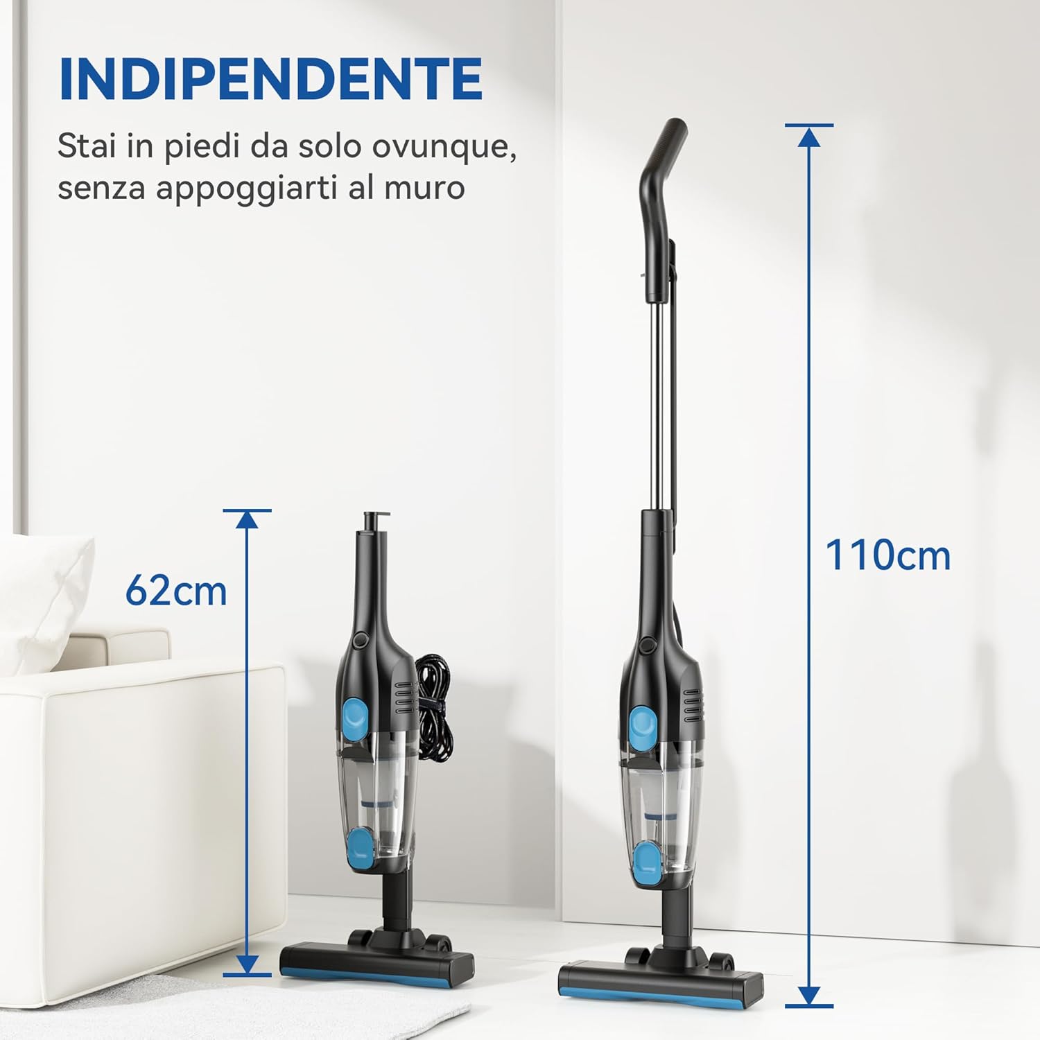 Aspirapolvere con Filo 20Kpa 600W 3 in 1 - immagine 6