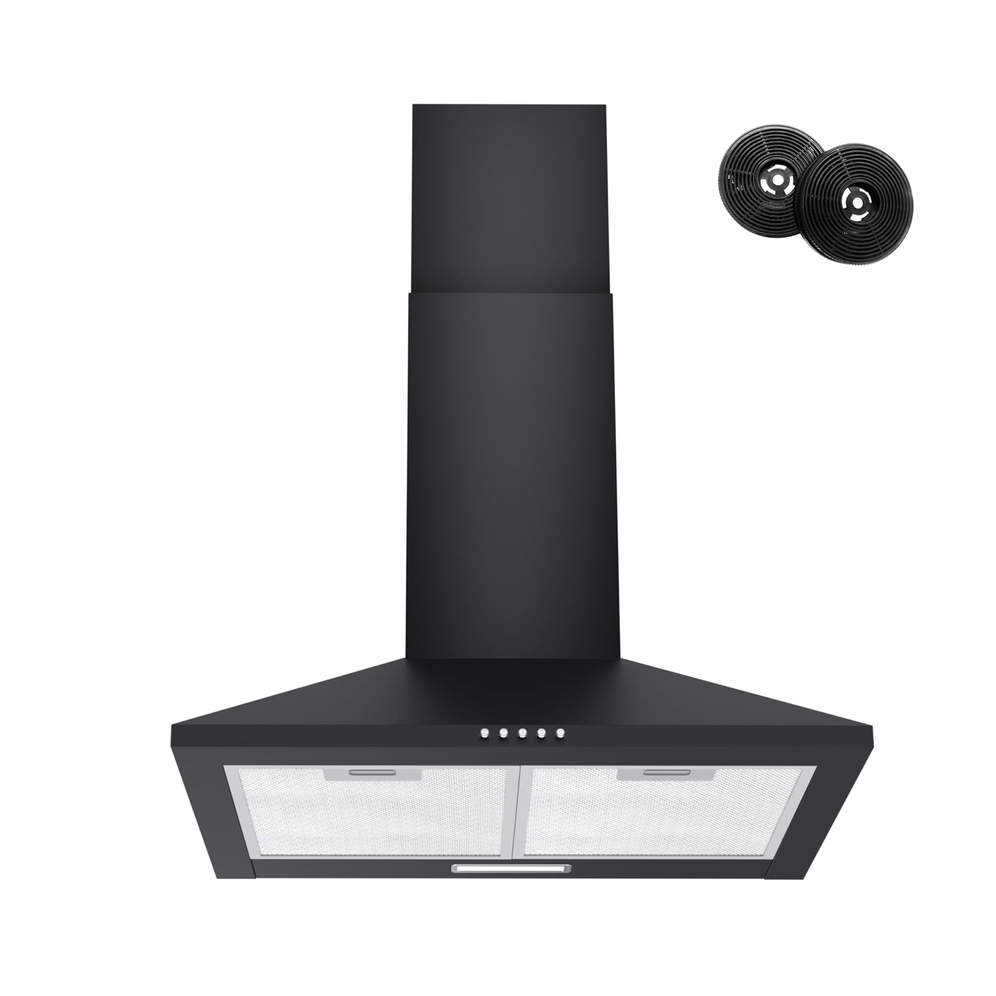 Firegas Cappa a Parete 60cm, Acciaio Inox Opaco Nera