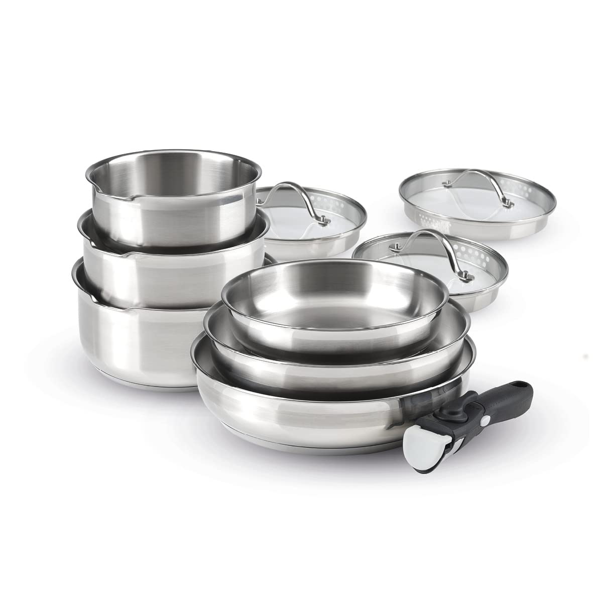 Qulinart by Brandt - Set 3 Pentole, 3 Padelle, 3 Coperchi