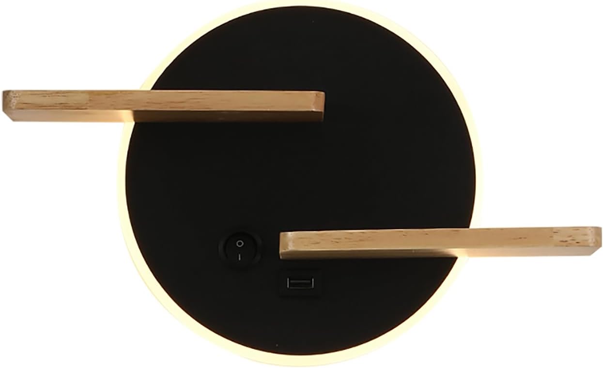 Kzt Lampada da Parete con Interruttore e USB, Nera - immagine 7