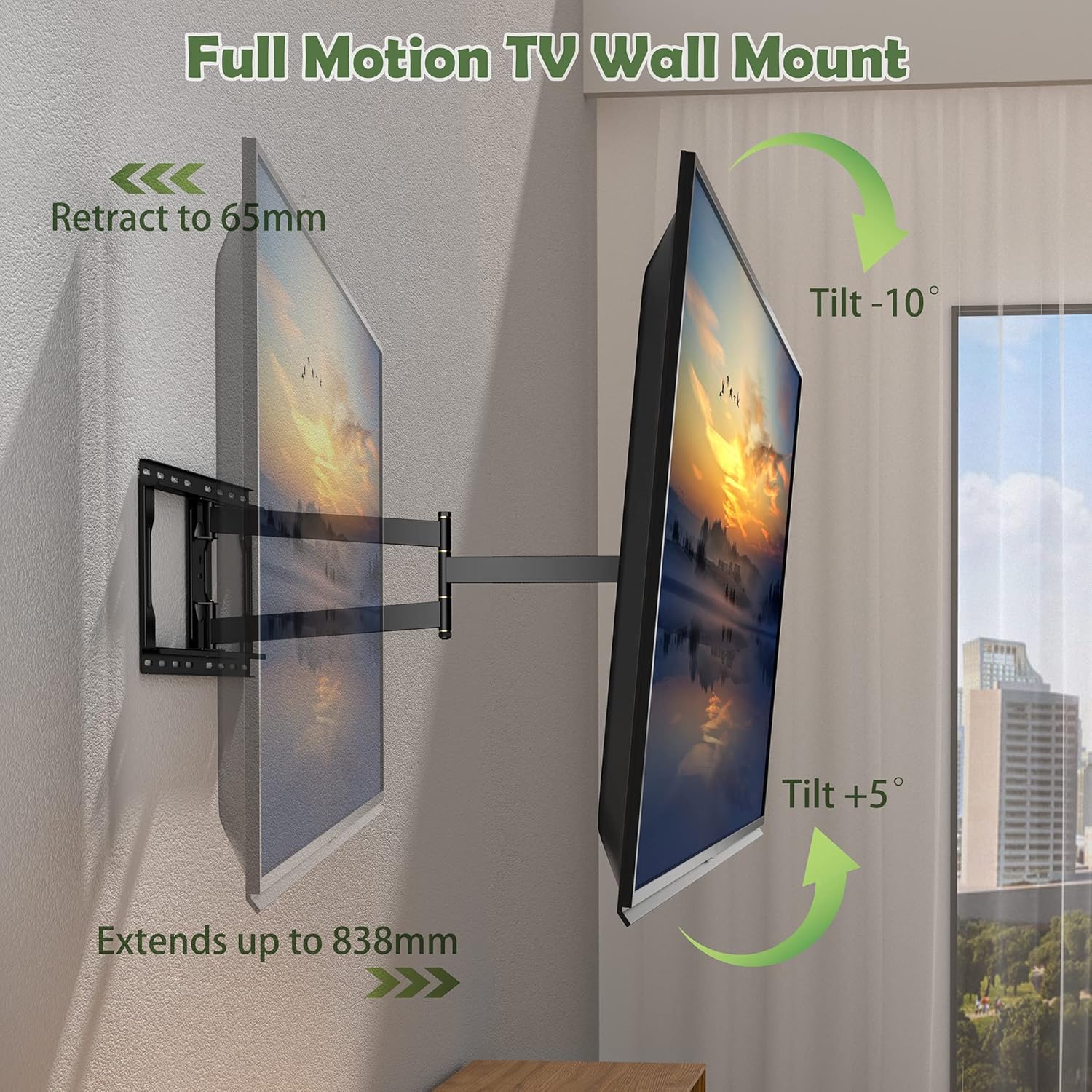 Whyfone Supporto TV Parete 32-75 Pollici Girevole - immagine 4