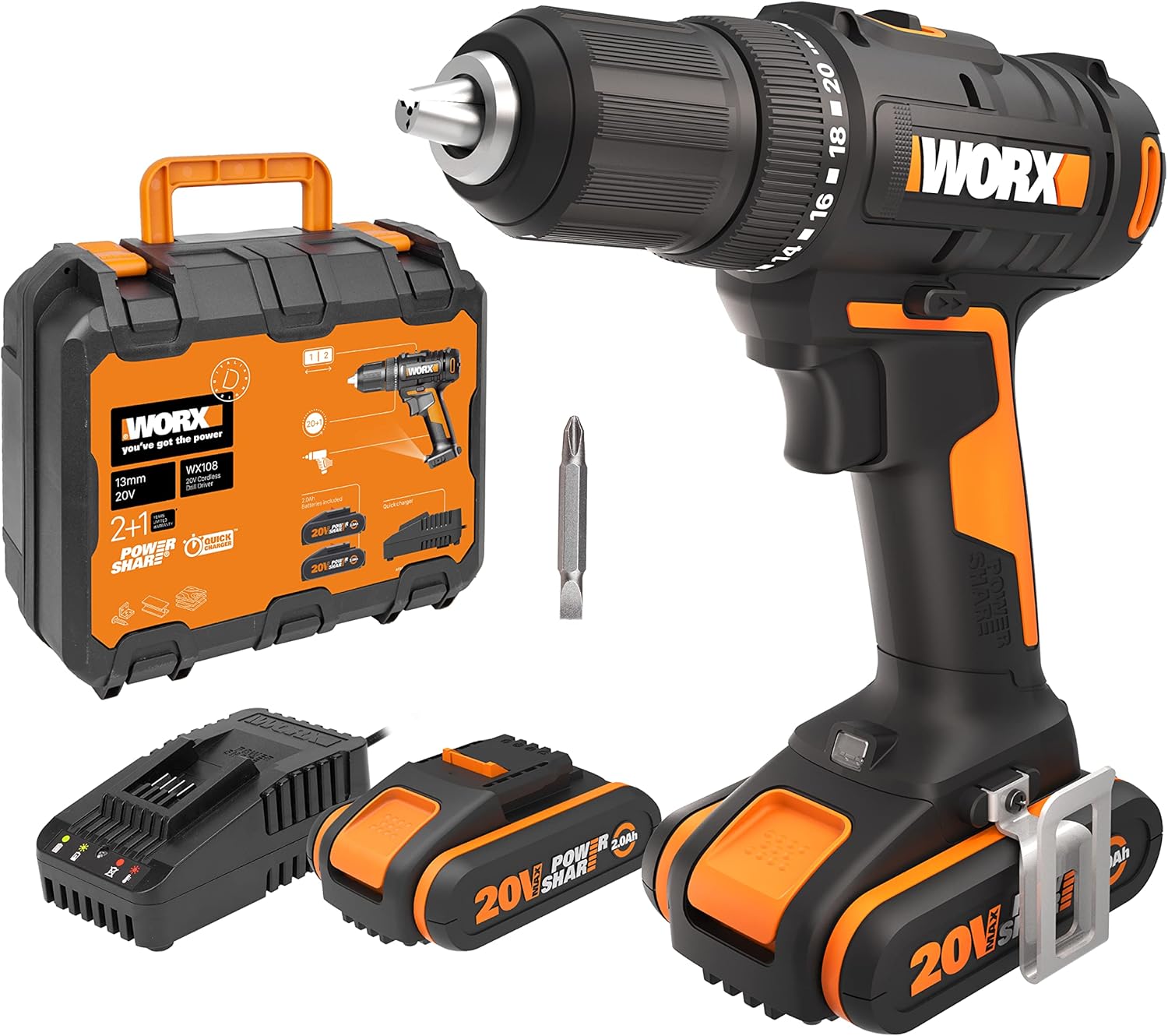 Worx WX108 - Trapano Avvitatore a Batteria 20V - immagine 1