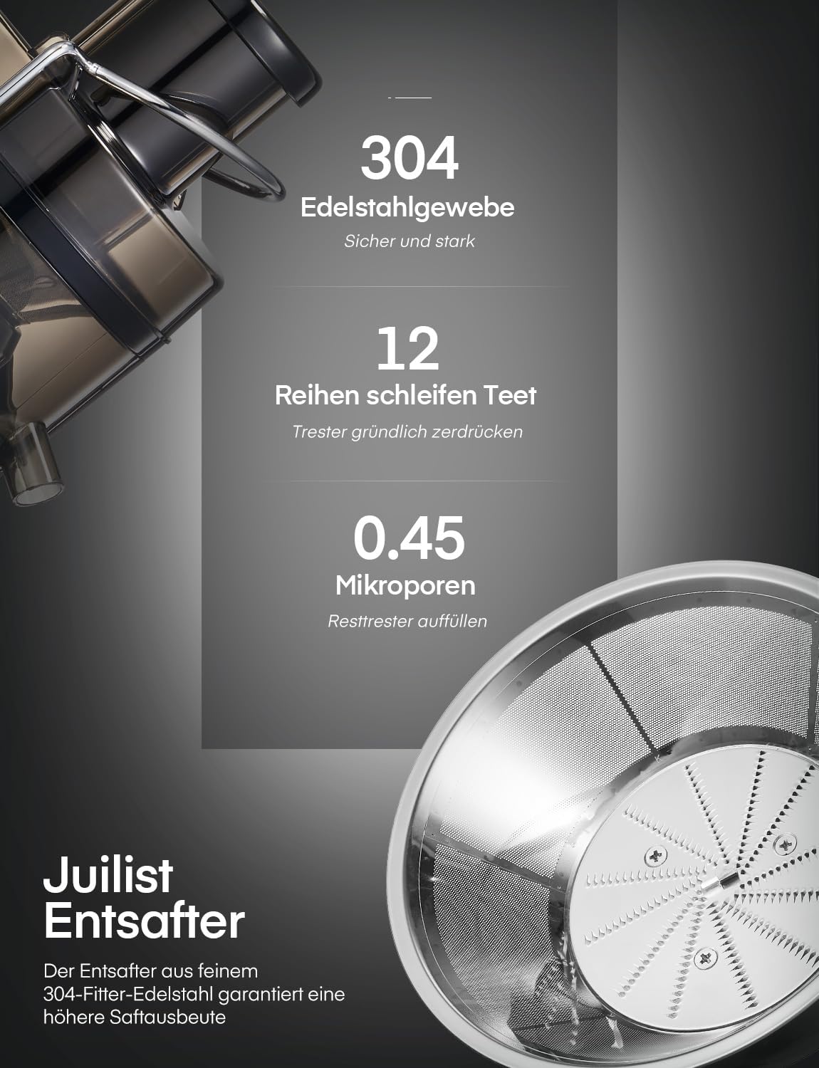 Centrifuga Frutta e Verdura, Nero - immagine 4