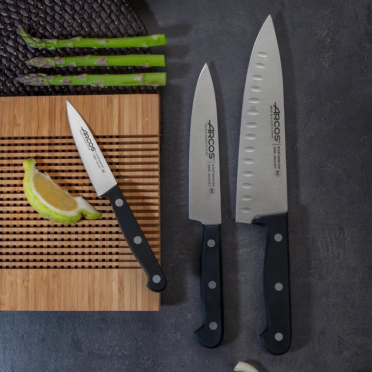 Arcos Set 3 Coltelli da Cucina Universale, Nero - immagine 2