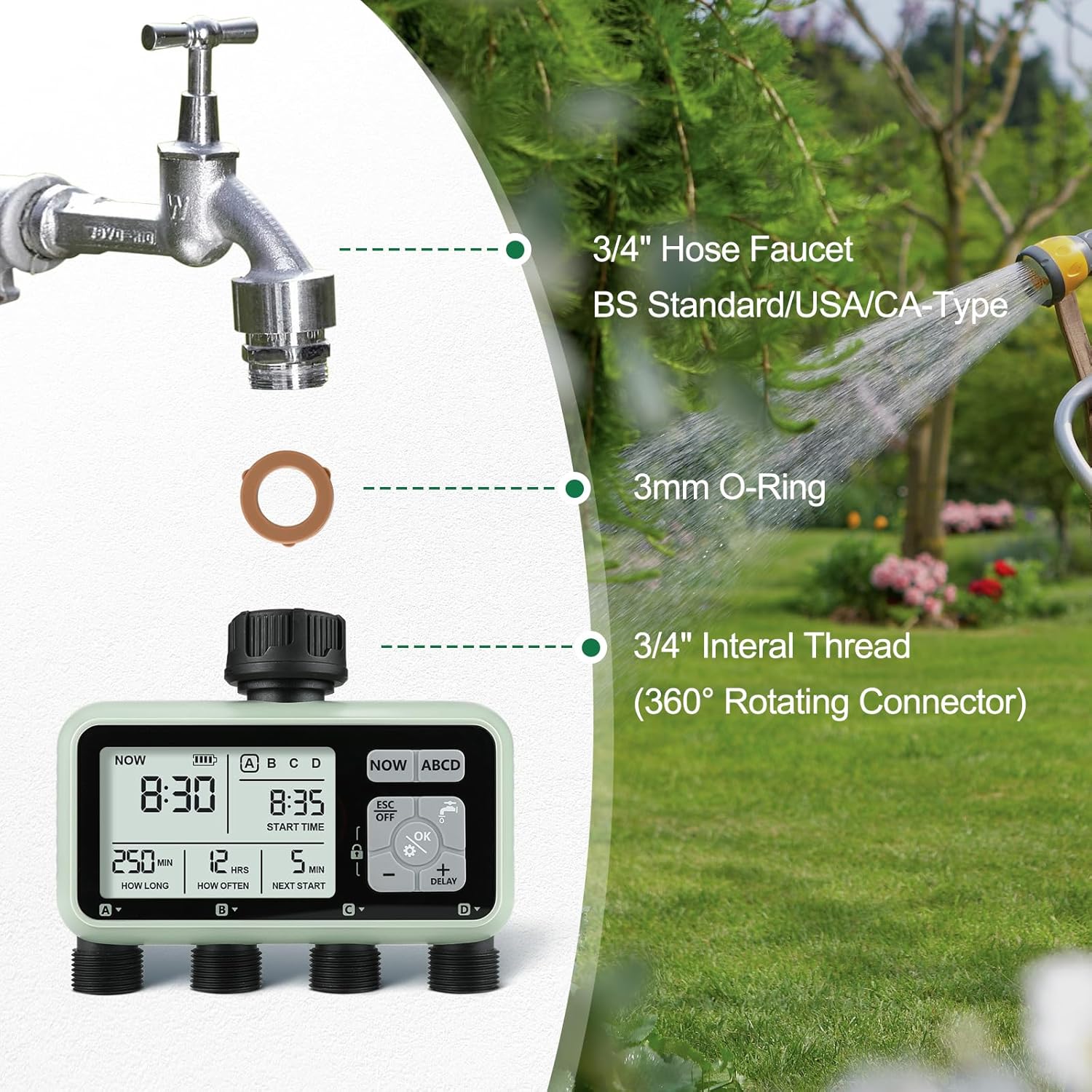 Crosofmi Timer Irrigazione Automatica Digitale 4 Vie - immagine 6