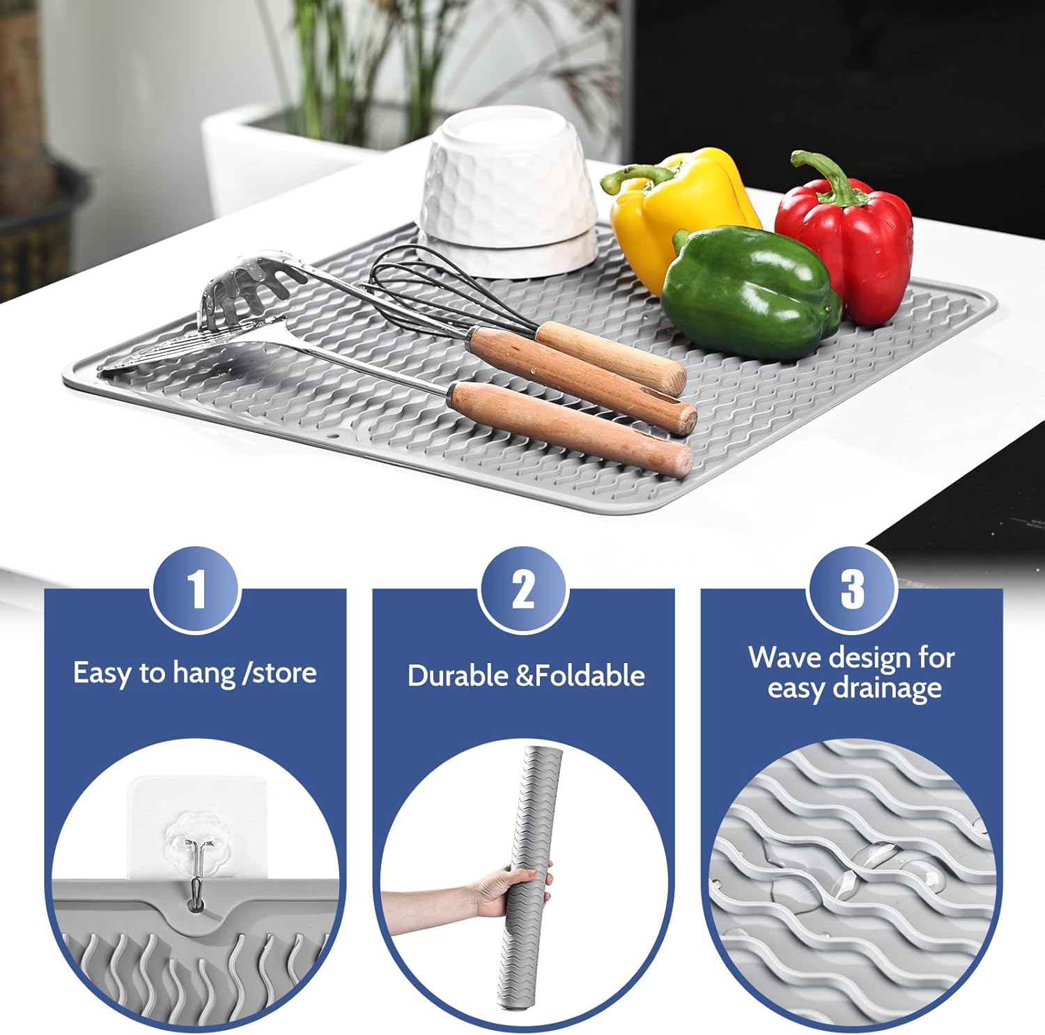 Kitchenraku Tappetino Scolapiatti 30x40cm in Silicone - immagine 5