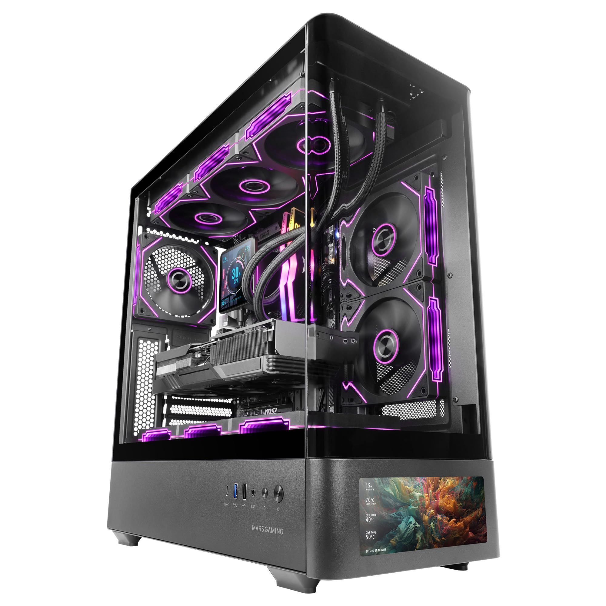 Mars Gaming MC-LCDPRO - Case Gaming ATX con Schermo LCD IPS