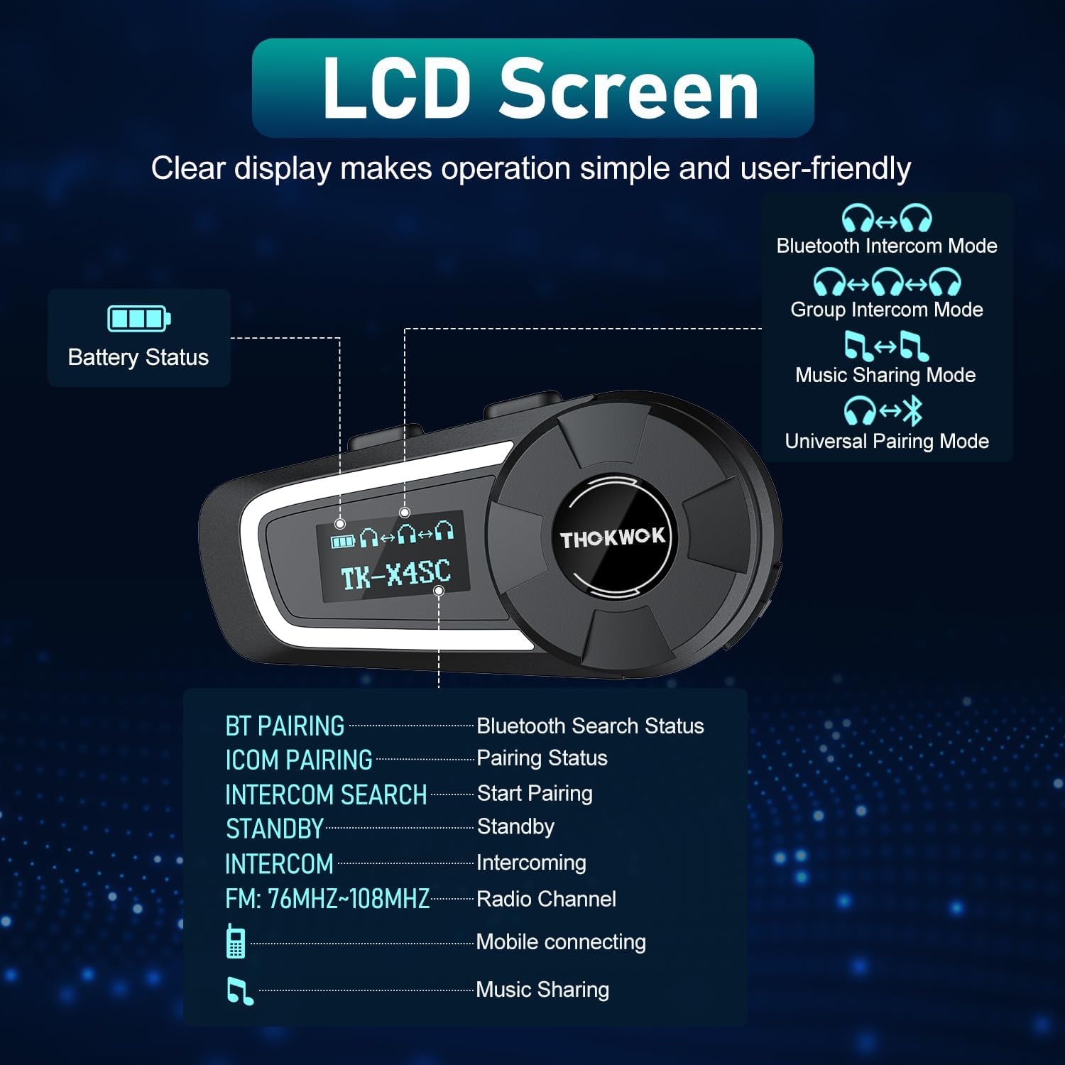 Thokwok Interfono Moto Bluetooth TK-X4SC (2 pezzi) - immagine 5