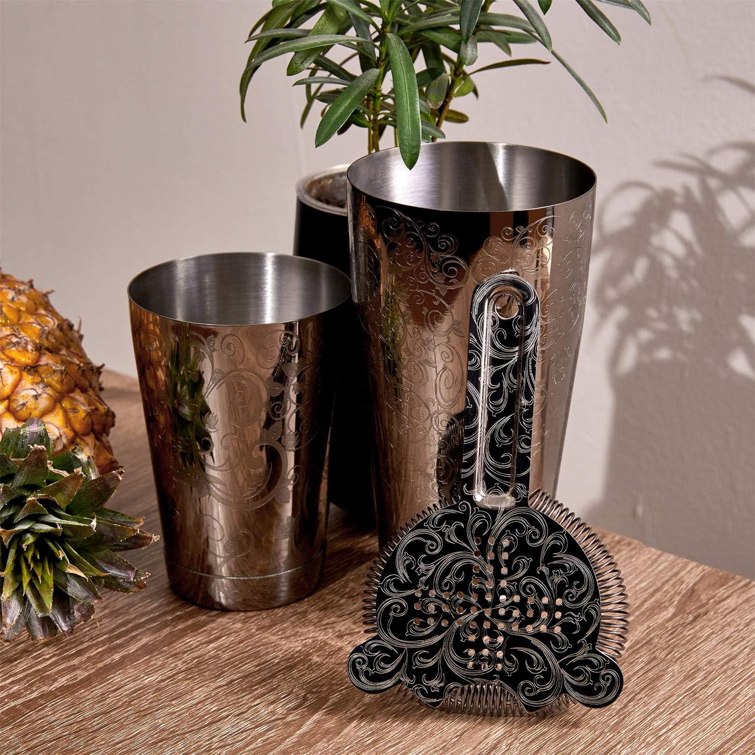 Sky Fish Shaker per Cocktail Boston Set 7 Pezzi, Nero - immagine 4