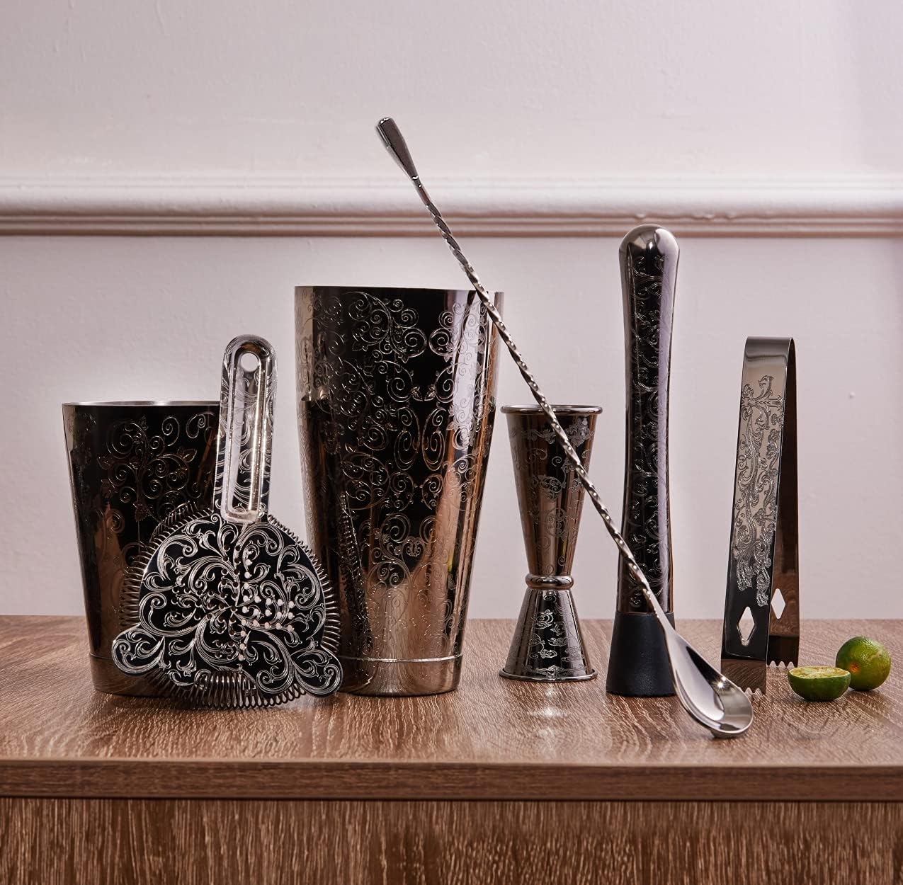 Sky Fish Shaker per Cocktail Boston Set 7 Pezzi, Nero - immagine 6