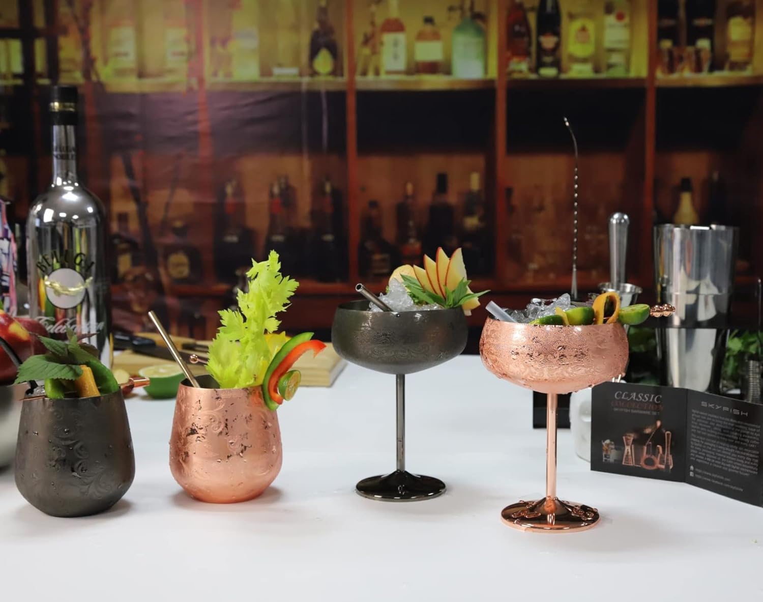 Sky Fish Shaker per Cocktail Boston Set 7 Pezzi, Nero - immagine 7