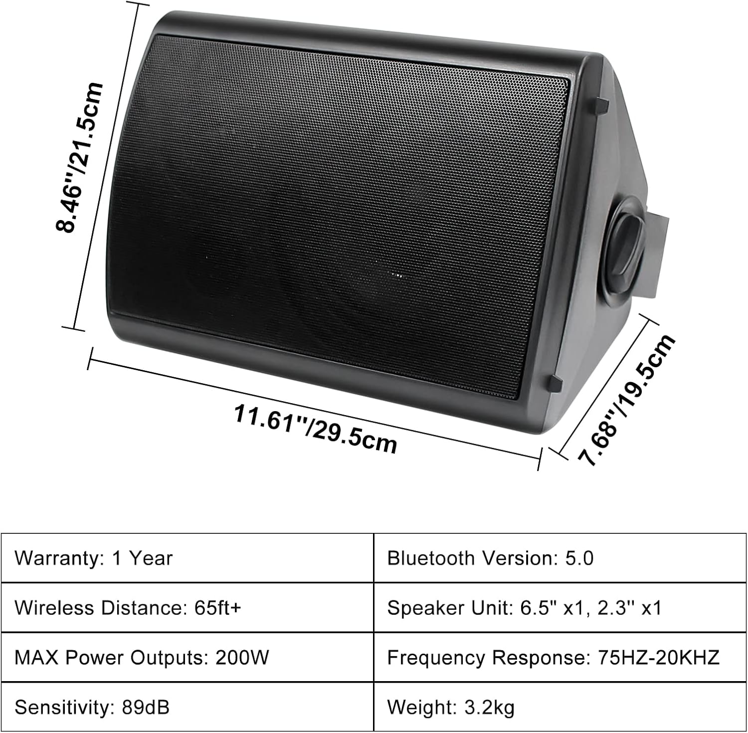 Herdio 6,5" Diffusori da Esterno Bluetooth 600W (4 Nero) - immagine 6