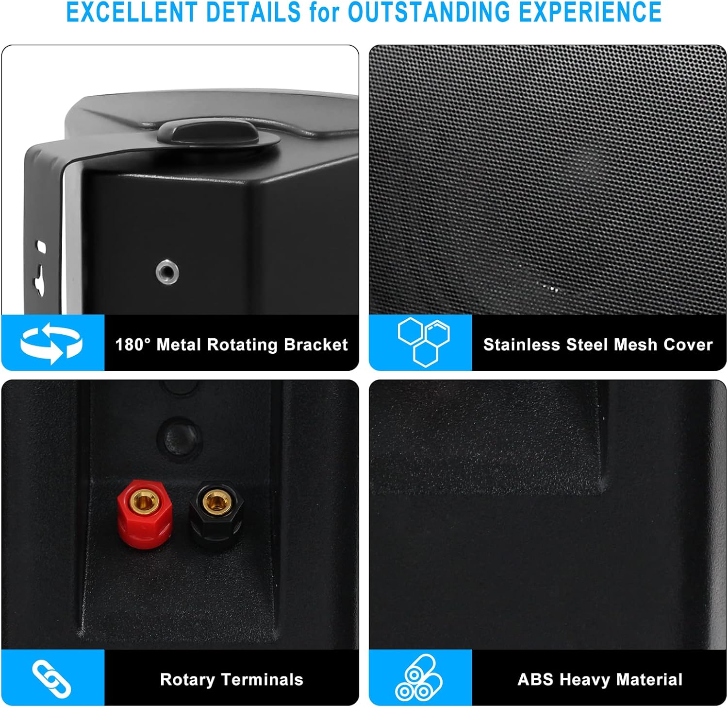 Herdio 6,5" Diffusori da Esterno Bluetooth 600W (4 Nero) - immagine 7