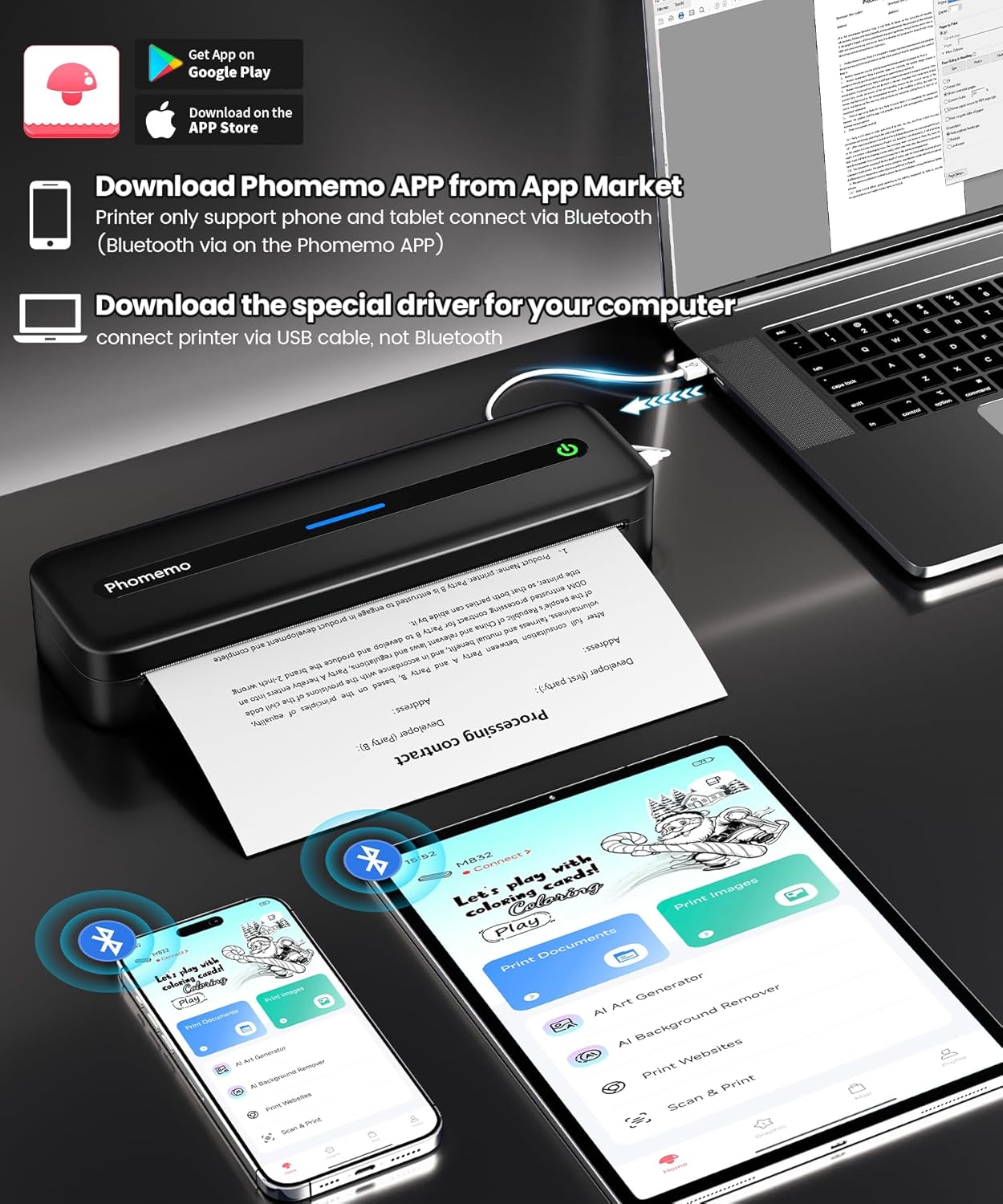 Phomemo M832 Stampante Termica A4 Portatile, Nero - immagine 5