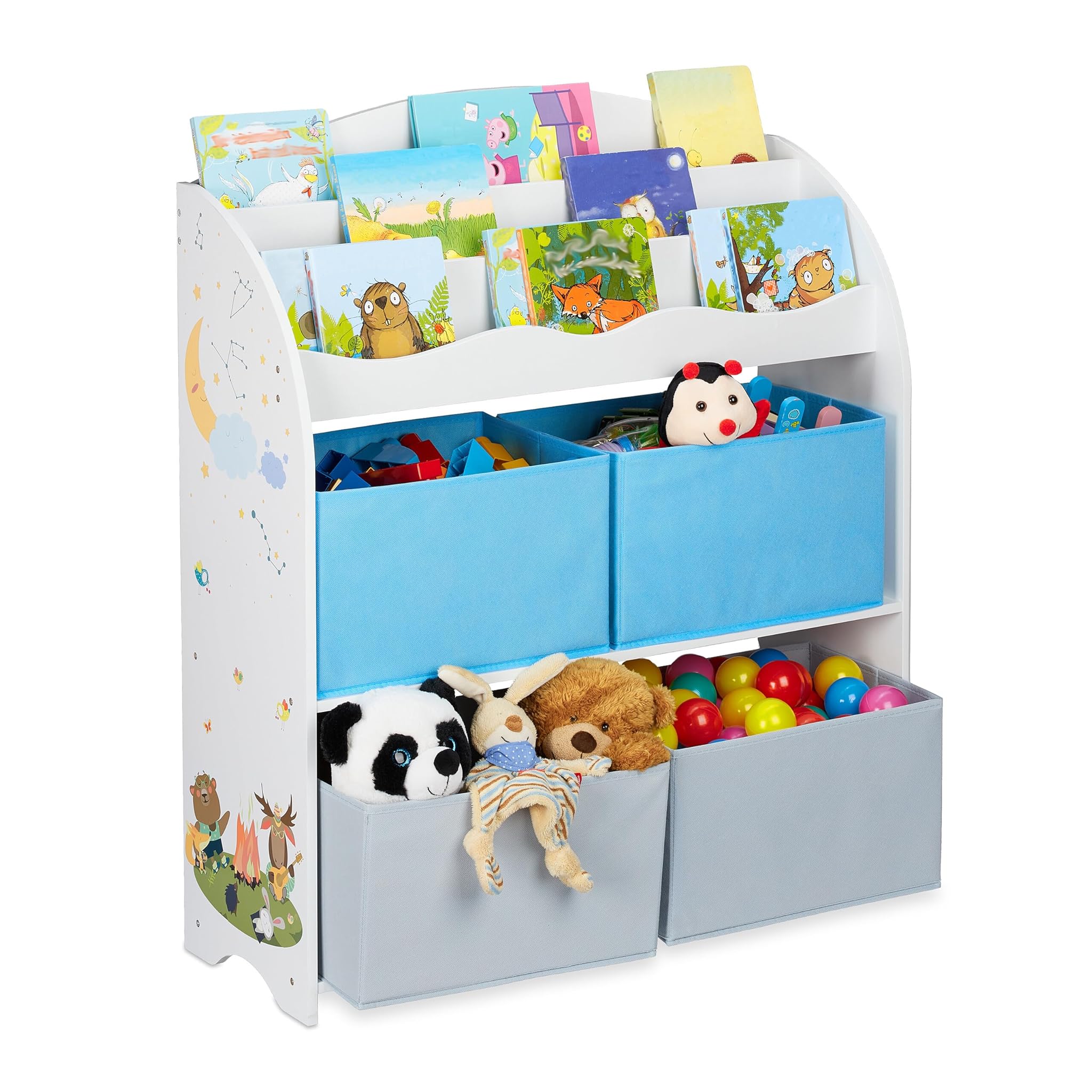 Relaxdays Scaffale Portagiochi 4 Box, Colorata