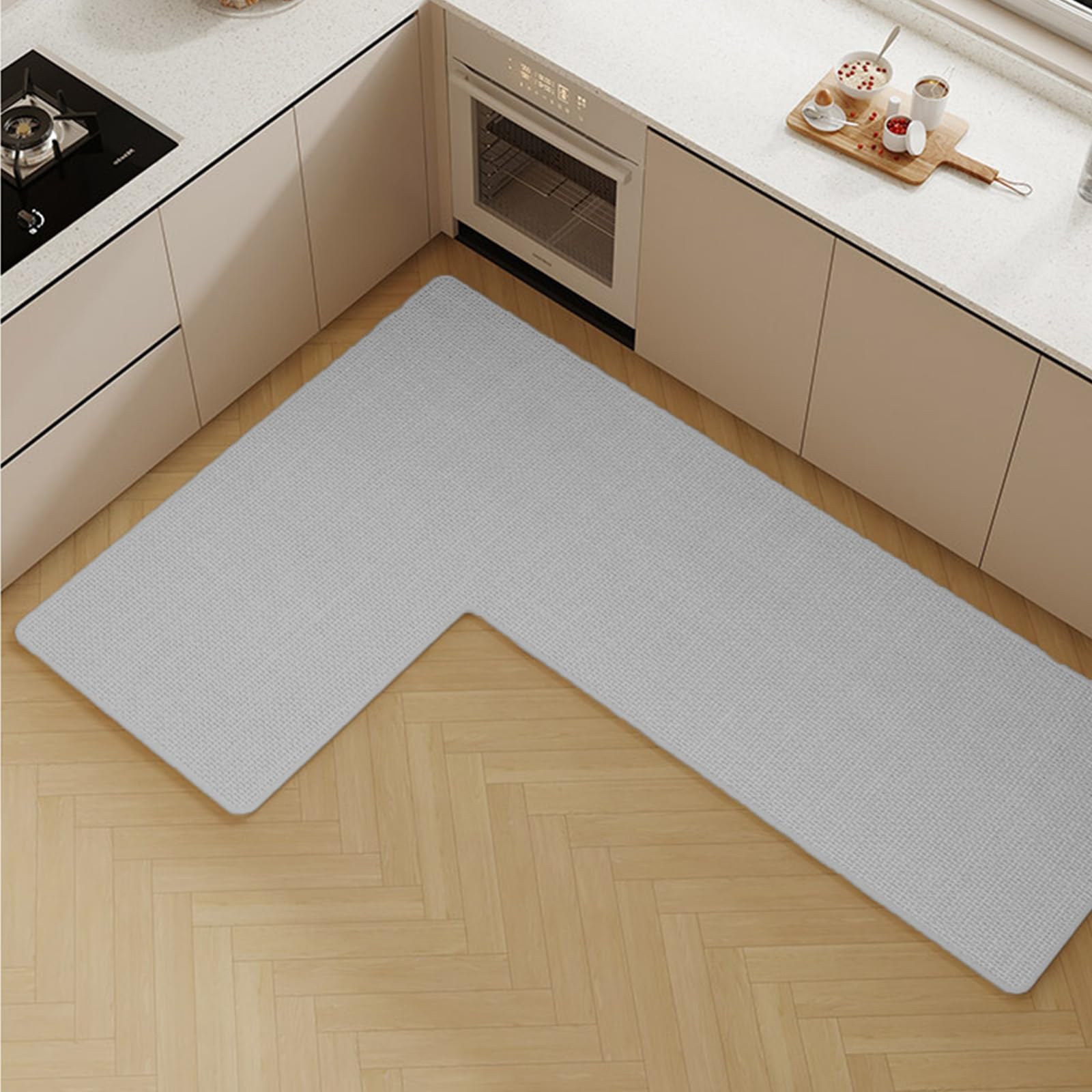 Tappeto Cucina a Forma di L in Finto Lino