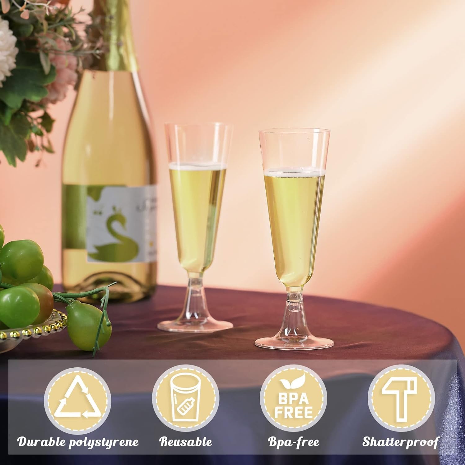 Jmiatry 100 Flute Plastica 150ML - Riutilizzabili - immagine 4