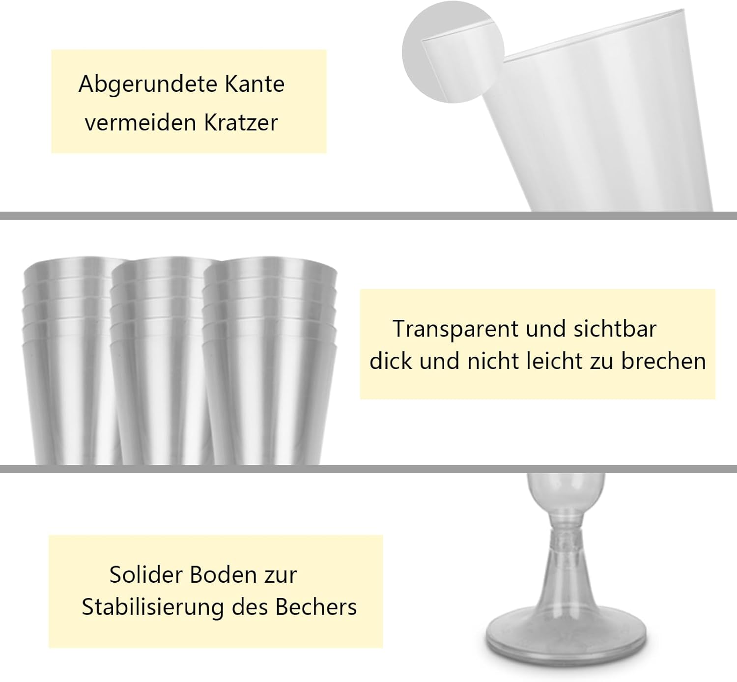 Jmiatry 100 Flute Plastica 150ML - Riutilizzabili - immagine 5