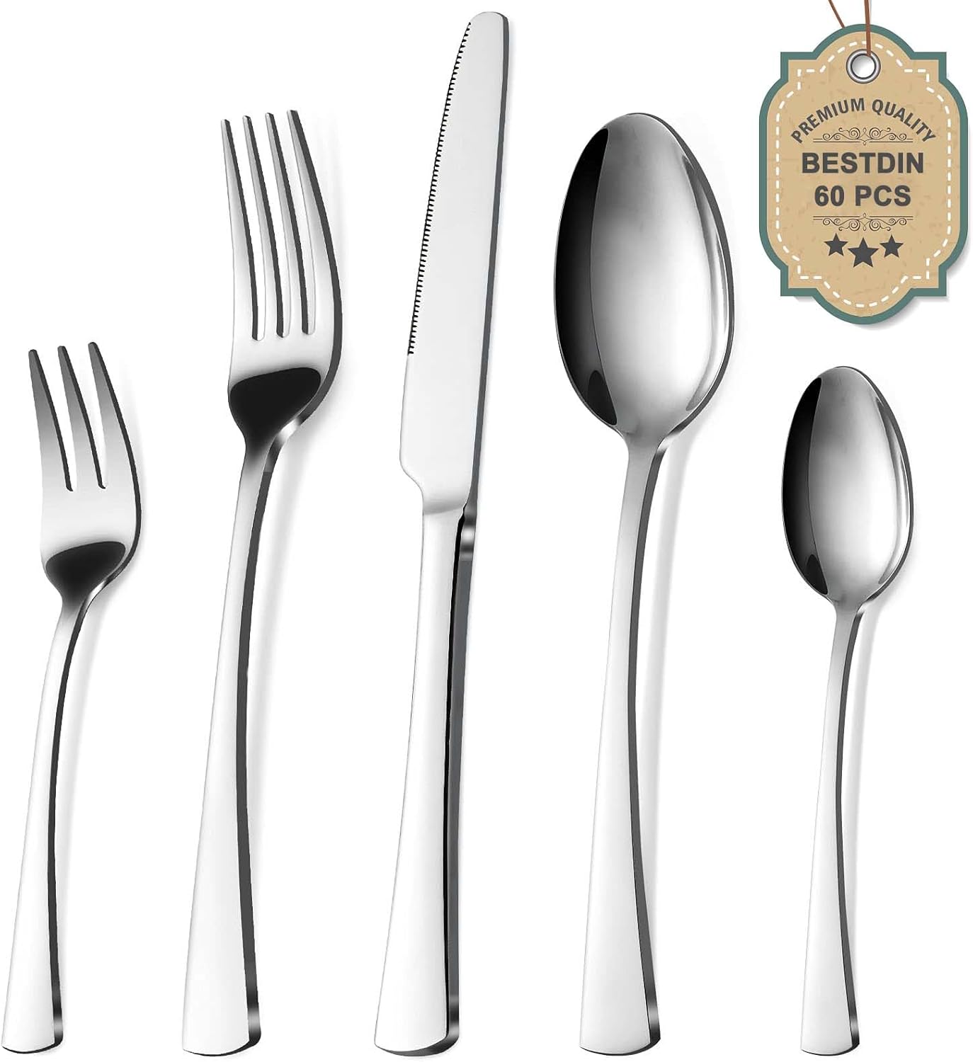 Bestdin Set Posate 60 Pezzi per 12 Persone - immagine 1