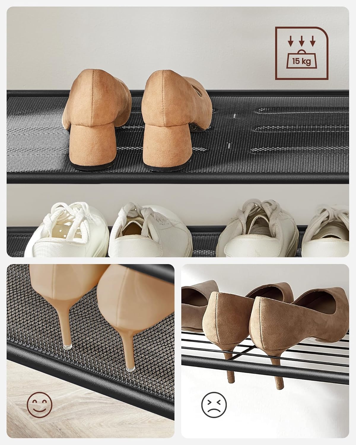 Vasagle Appendiabiti con Scarpiera e Specchio 180 cm - immagine 6