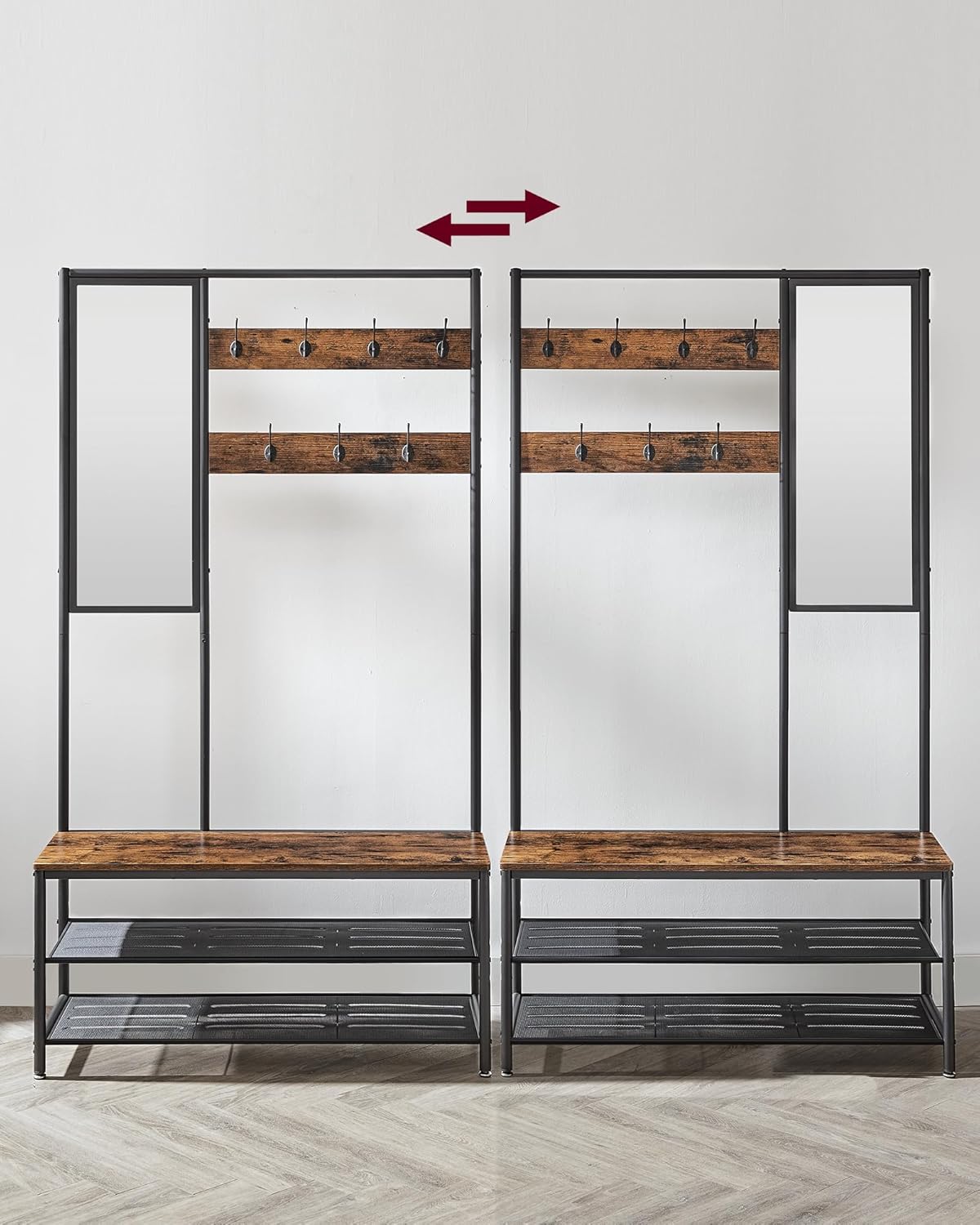 Vasagle Appendiabiti con Scarpiera e Specchio 180 cm - immagine 7