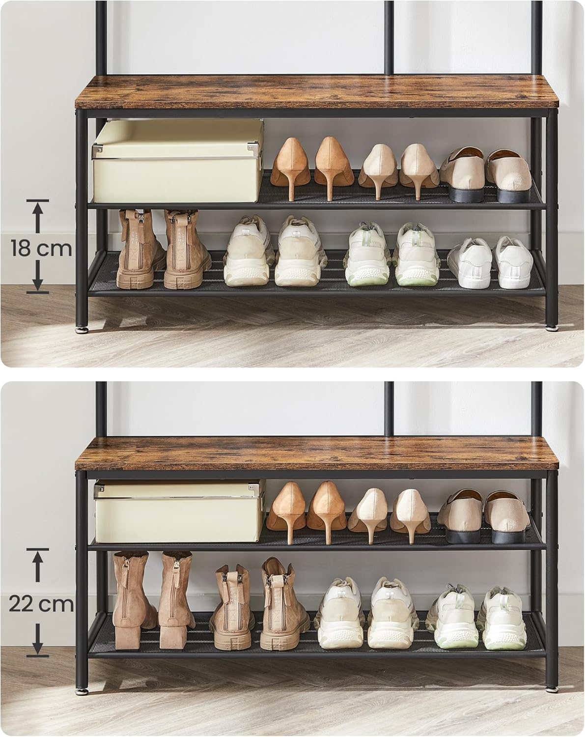 Vasagle Appendiabiti con Scarpiera e Specchio 180 cm - immagine 8