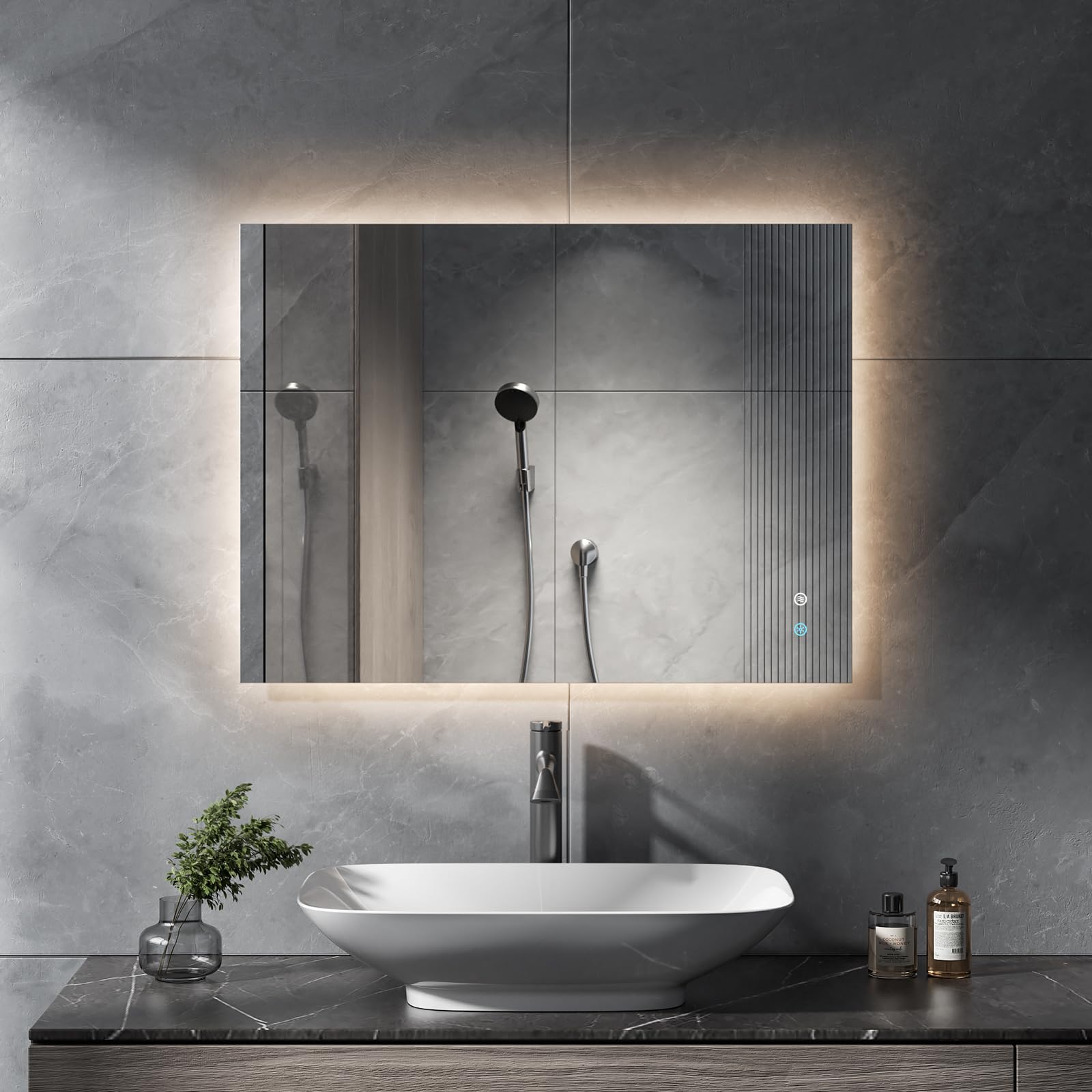 Specchio da bagno con illuminazione 60 x 80 cm (NHYJ6812D)