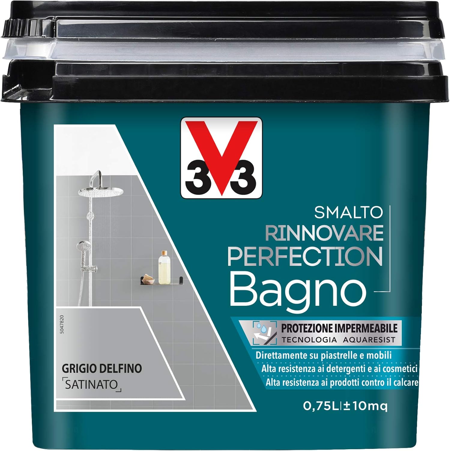 V33 Smalto Rinnovare Perfection Bagno Grigio Delfino Satinato 0,75 L