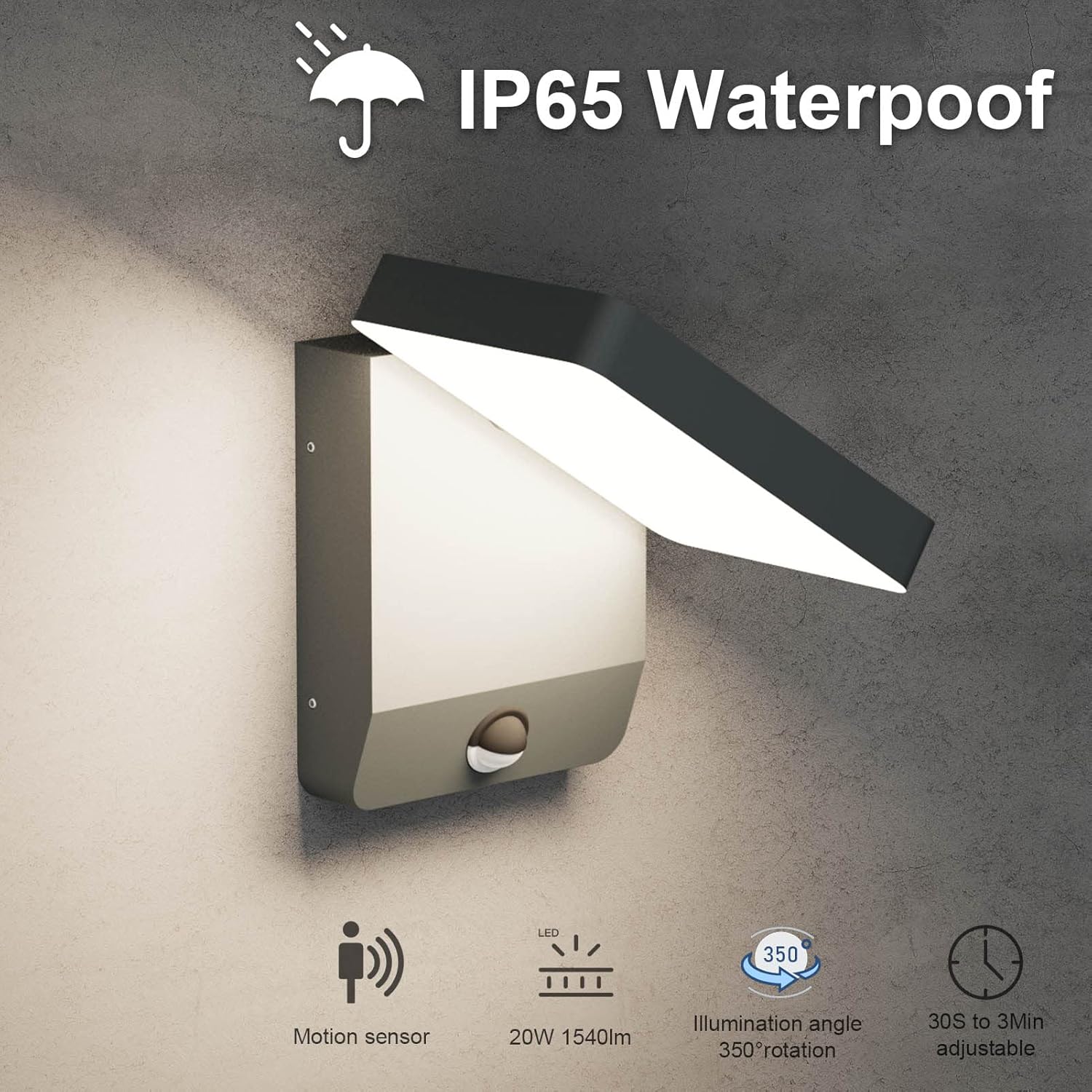 K-bright Lampada da Parete Esterno con Sensore 20W - immagine 4