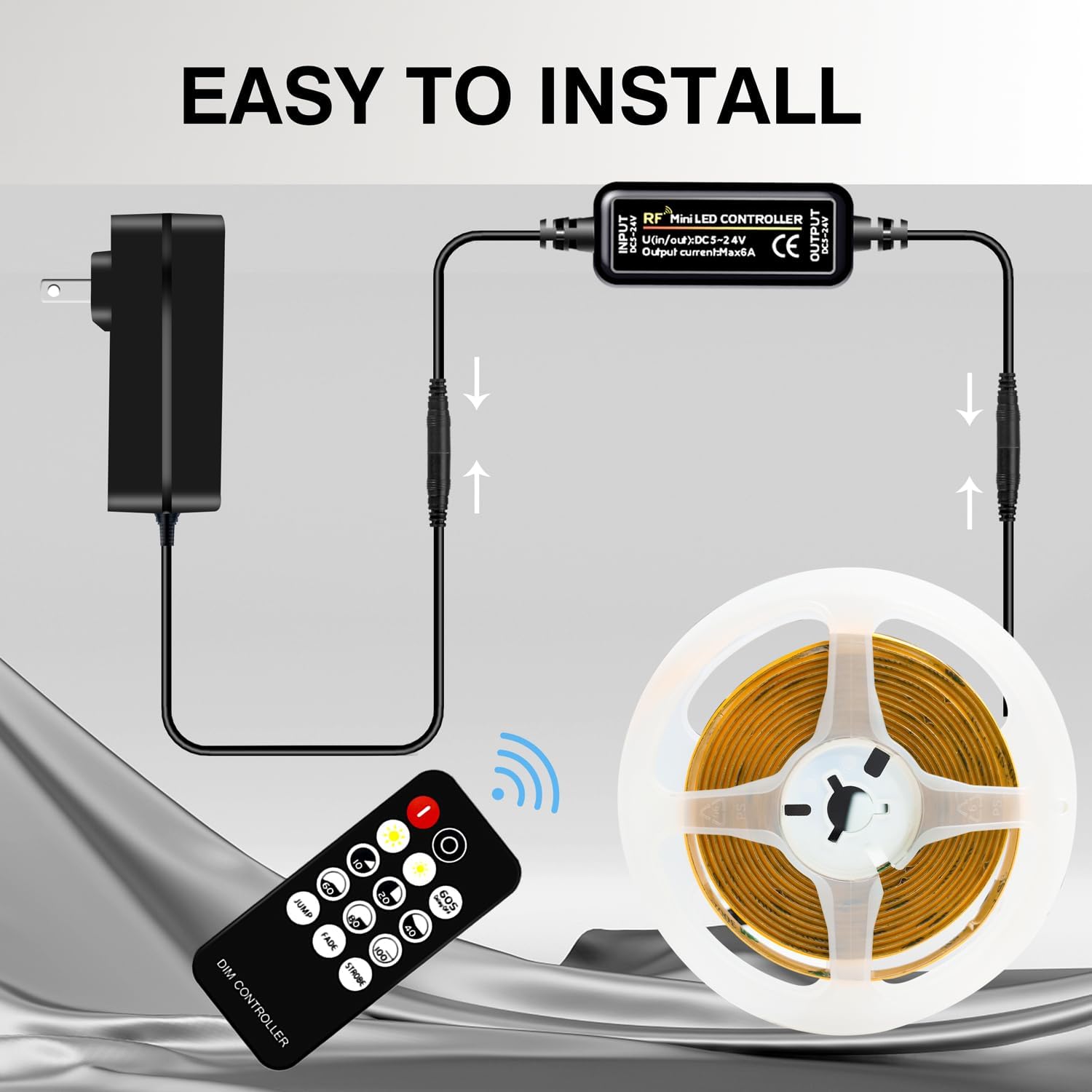 Striscia LED Bianca Freddo 5m 6000K Dimmerabile - immagine 5