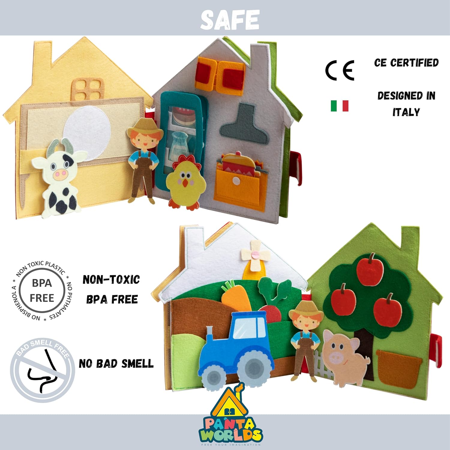 meqbem® PANTAWORLDS® Quiet Book - Libro Stoffa Sensoriale - immagine 4