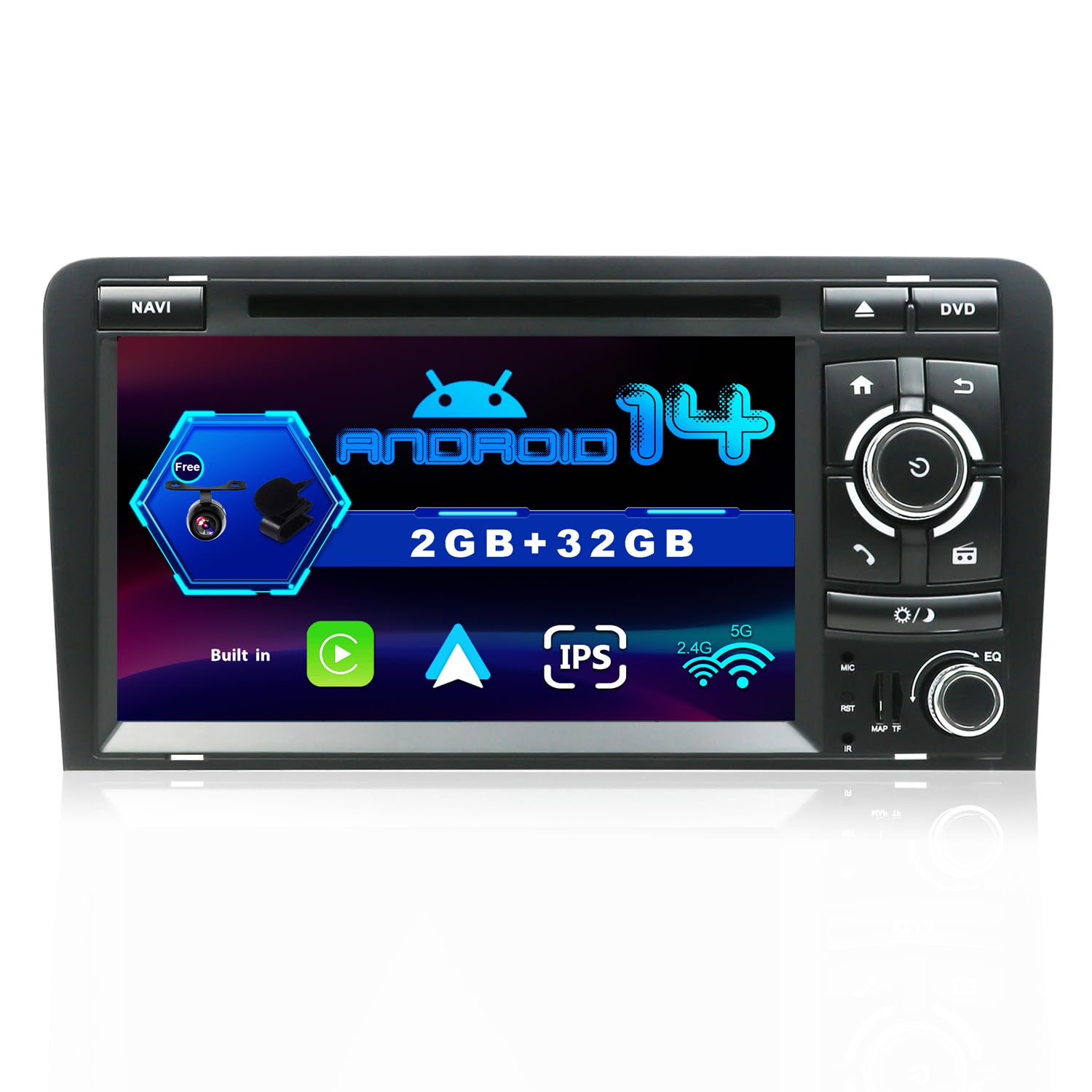 SXAUTO Android 14 Autoradio 9" IPS per Audi A3 8P (2003-2013)
