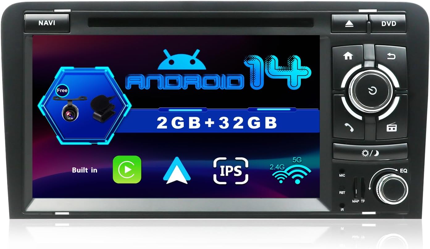 SXAUTO Android 14 Autoradio 9" IPS per Audi A3 8P (2003-2013) - immagine 1